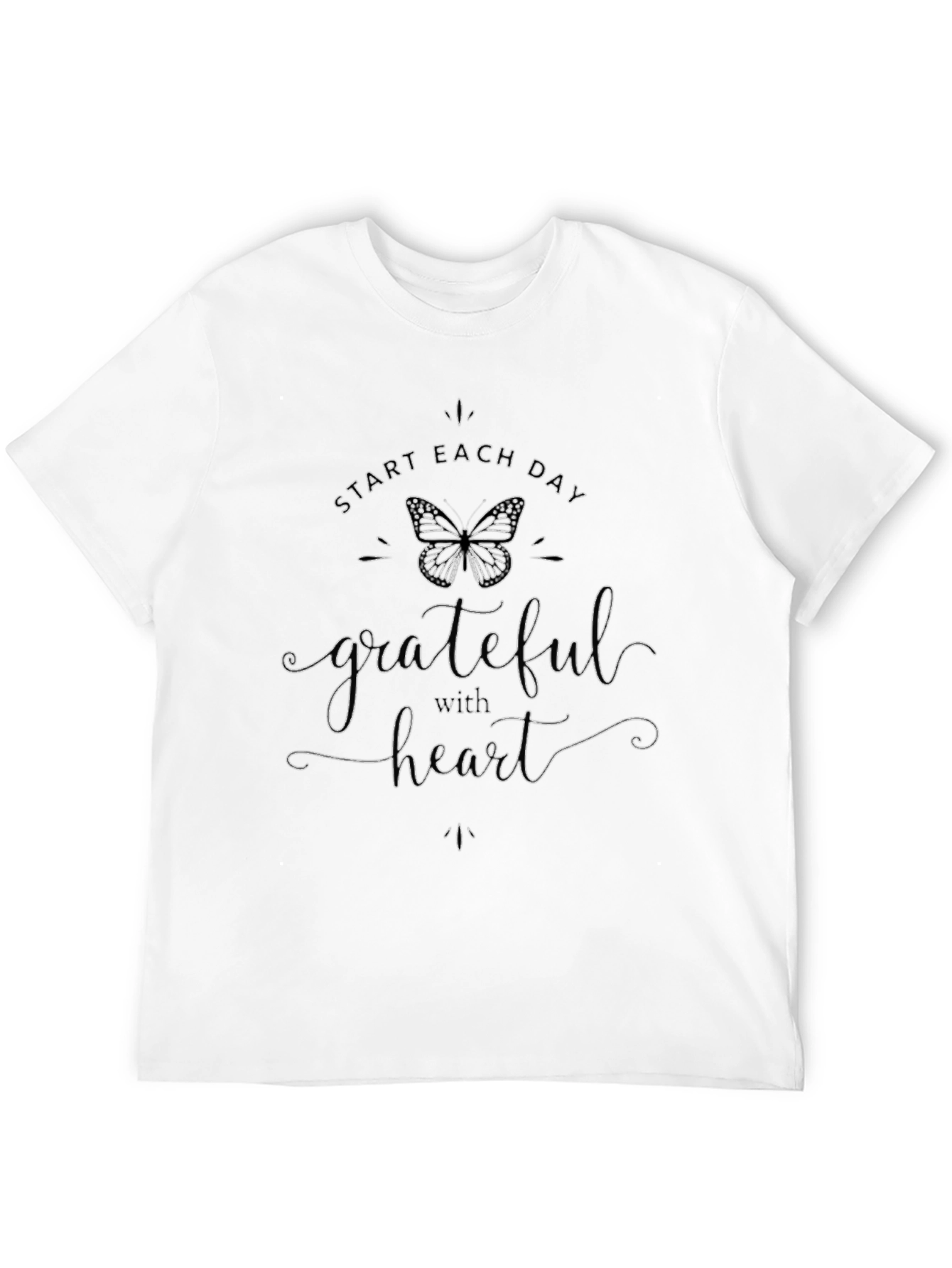 Black Grateful Heart Graphic Tee - Black Cotton T-Shirt view 12