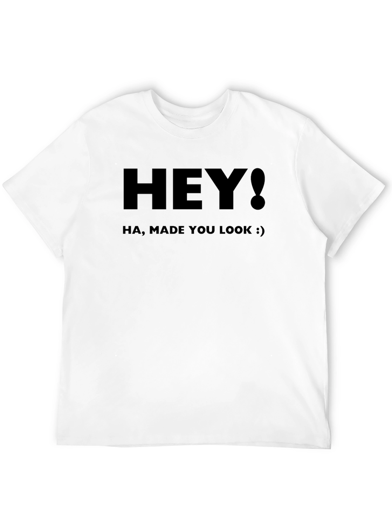 Black Humorous Graphic Tee - Hey! Made You Look, Black Shirt view 12