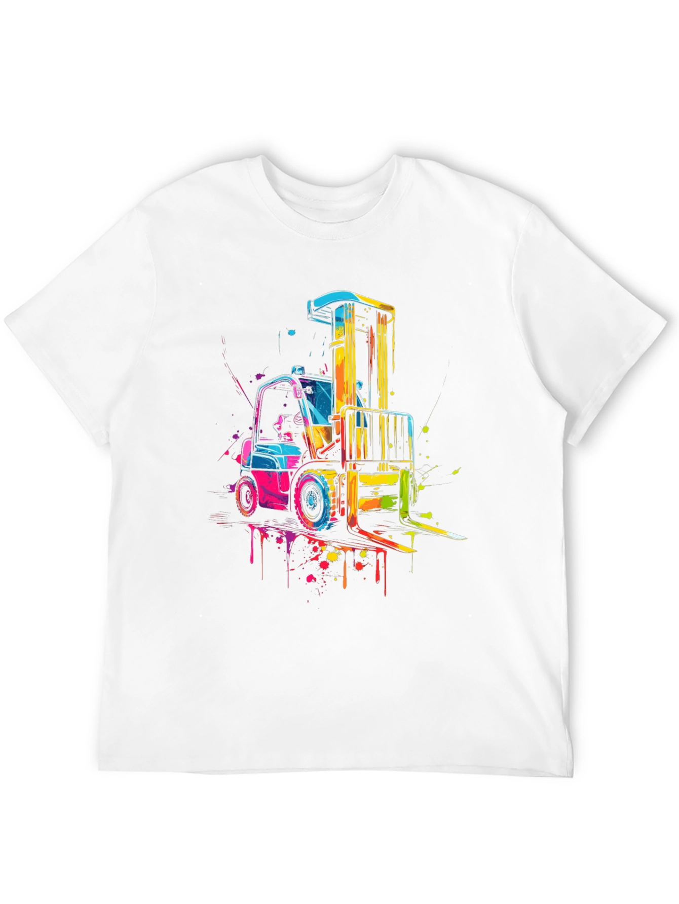 Black Forklift Graphic Tee - Colorful Construction Shirt view 12