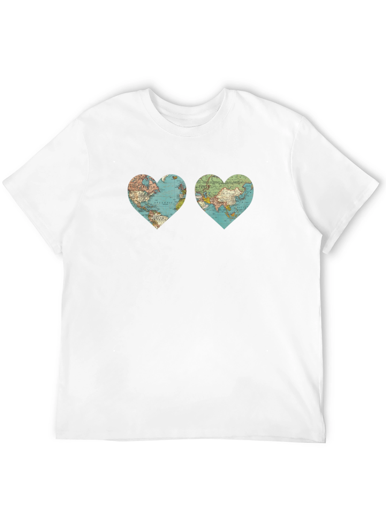Black World Map Heart Graphic T-Shirt view 12
