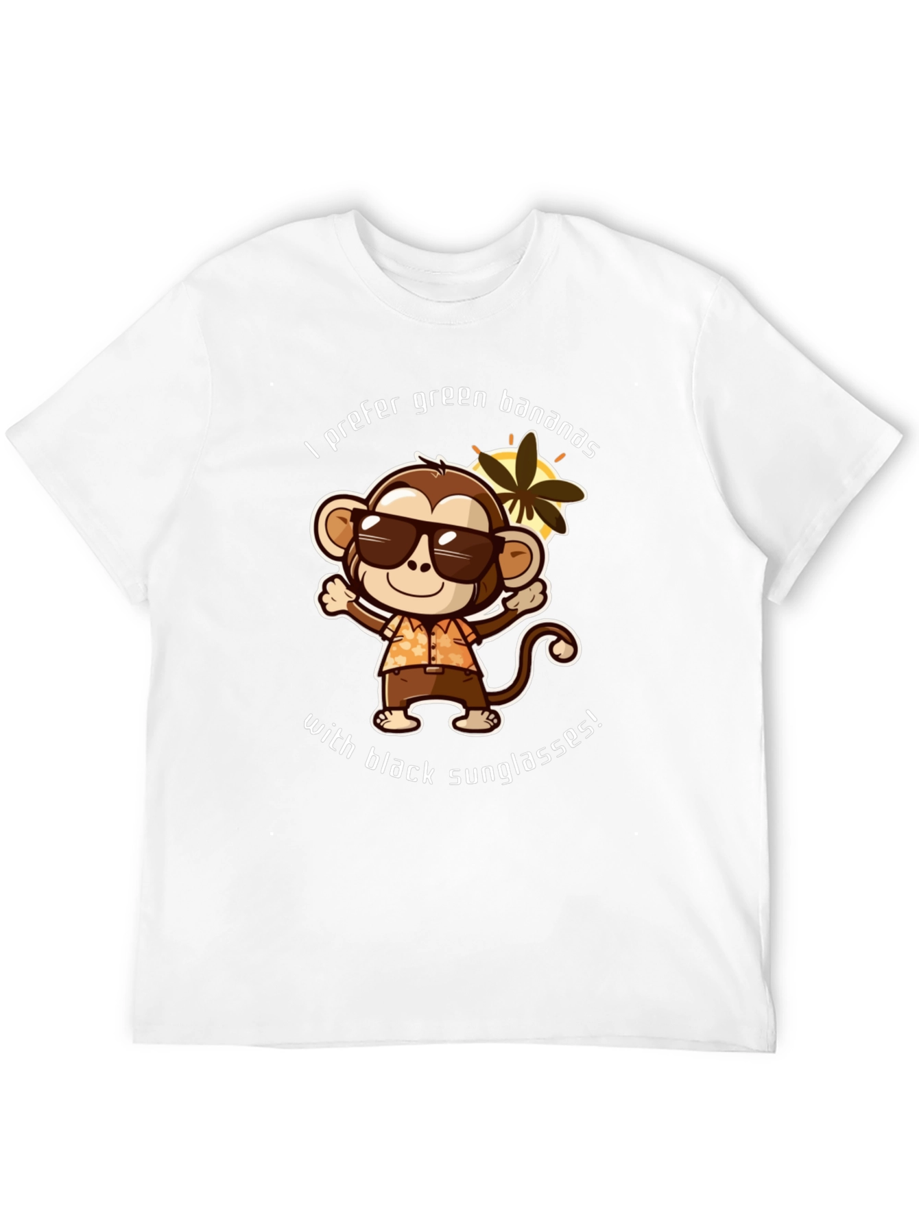 Black Funny Monkey T-shirt - I Prefer Green Bananas view 12