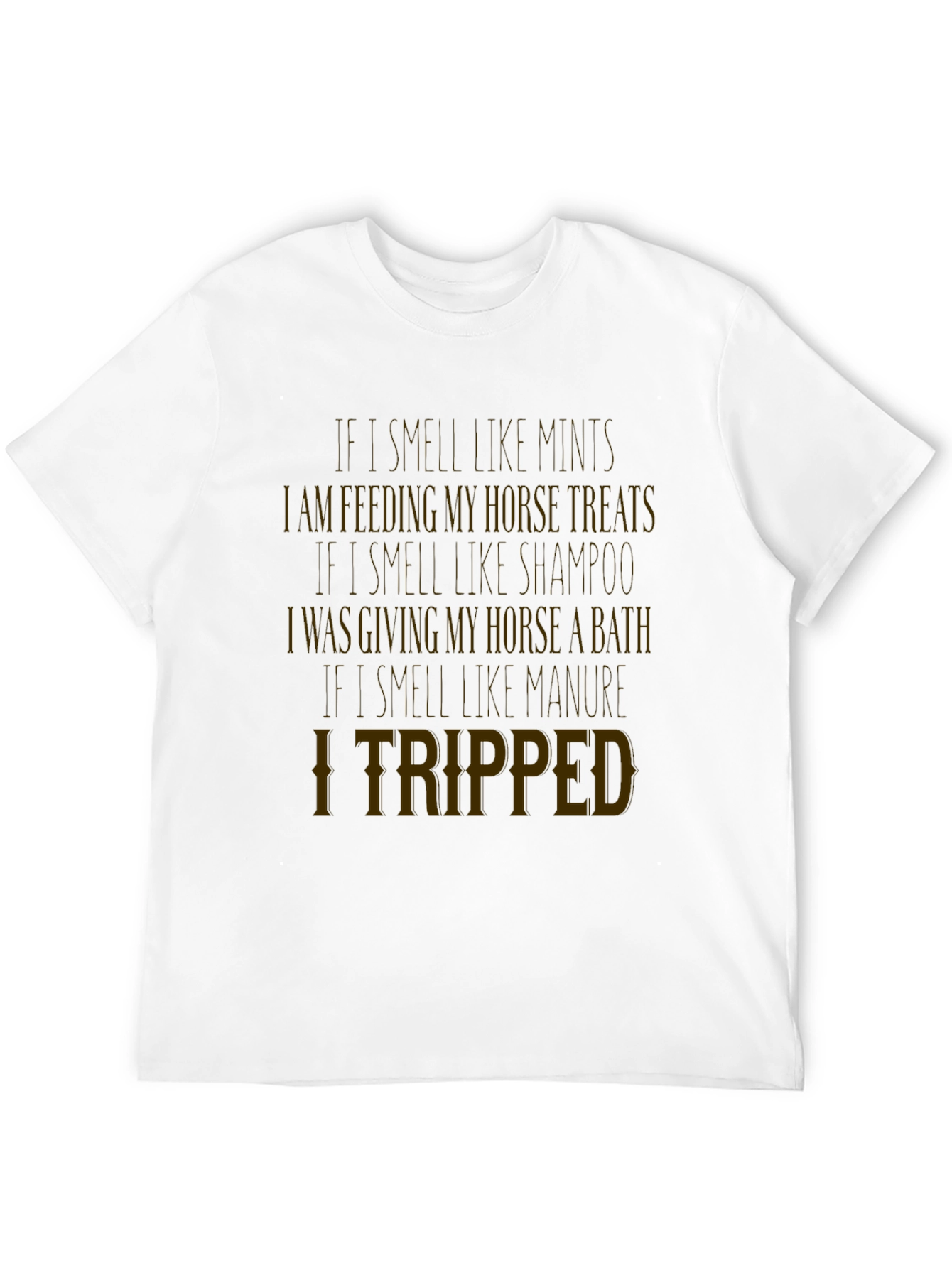 Black Funny Horse Lover T-Shirt: Tripped Manure Tee view 12