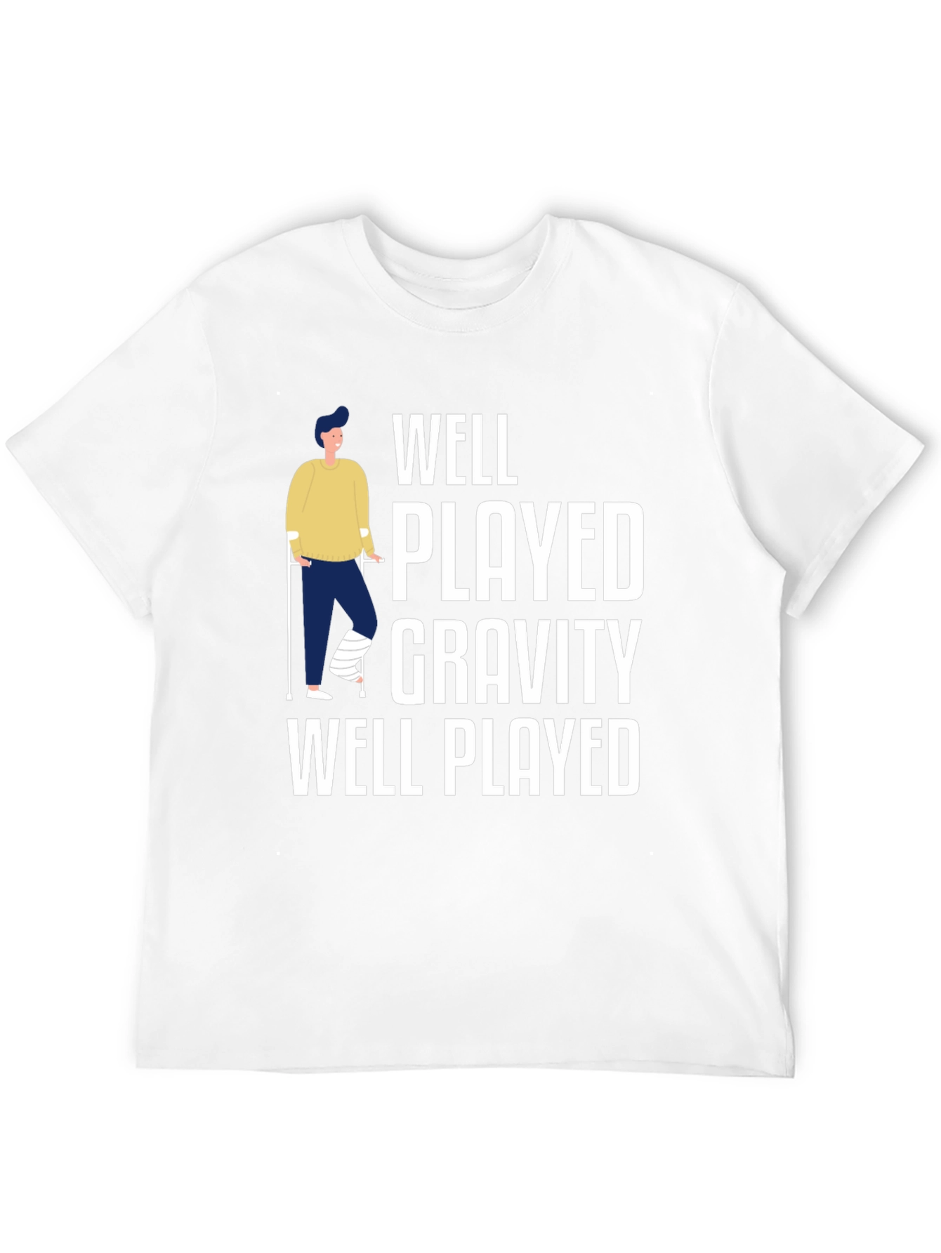 Black Well Played Gravity Funny Injury T-Shirt view 12
