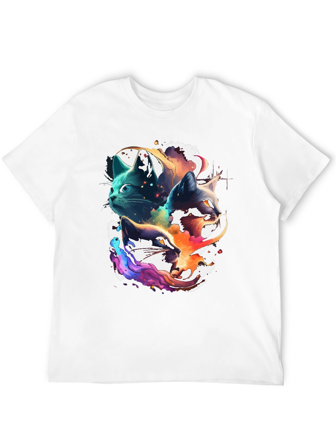 Black Abstract Cat Head Graphic Print Tee view 12
