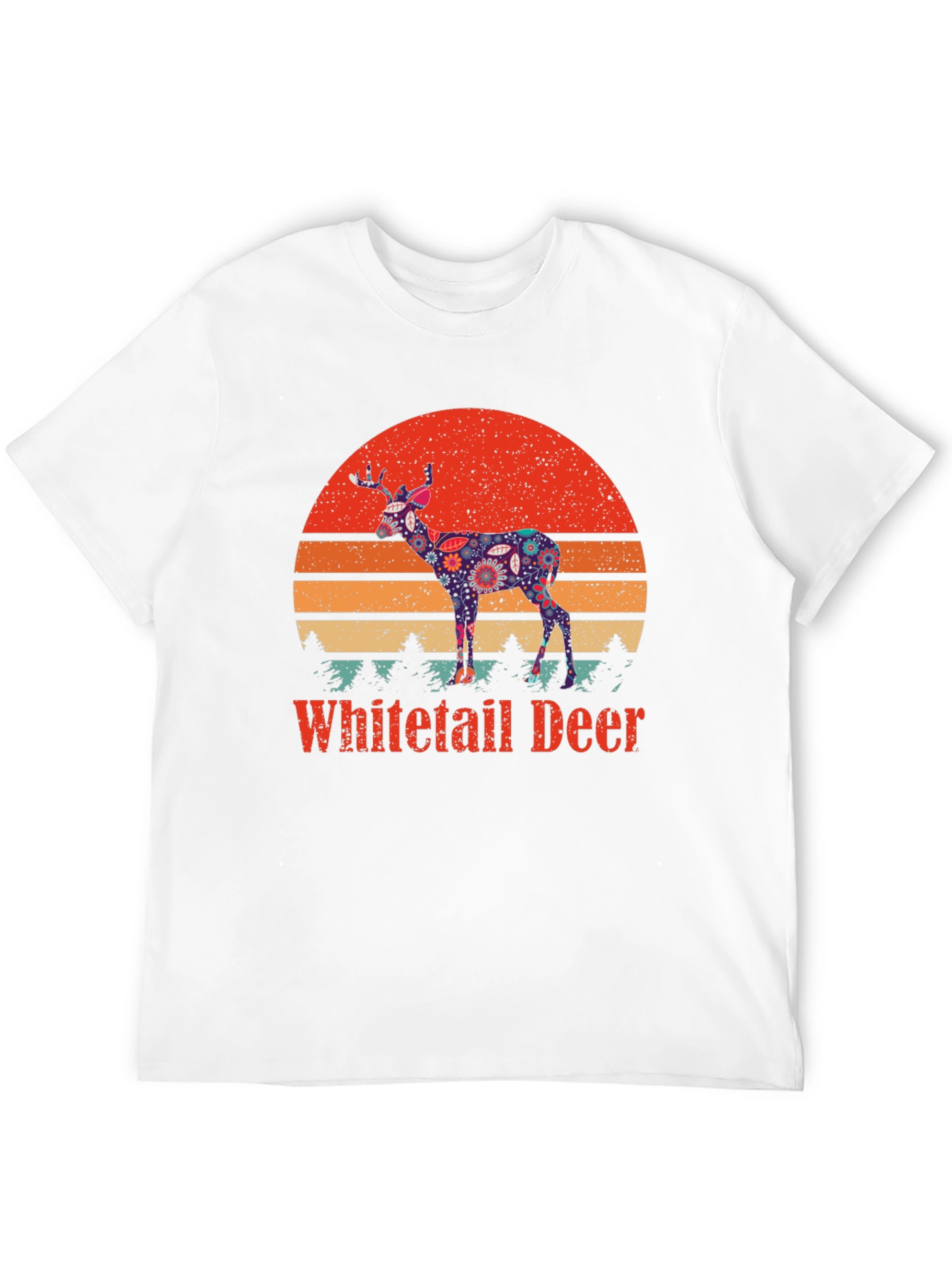 Black Vintage Whitetail Deer Graphic T-Shirt view 12