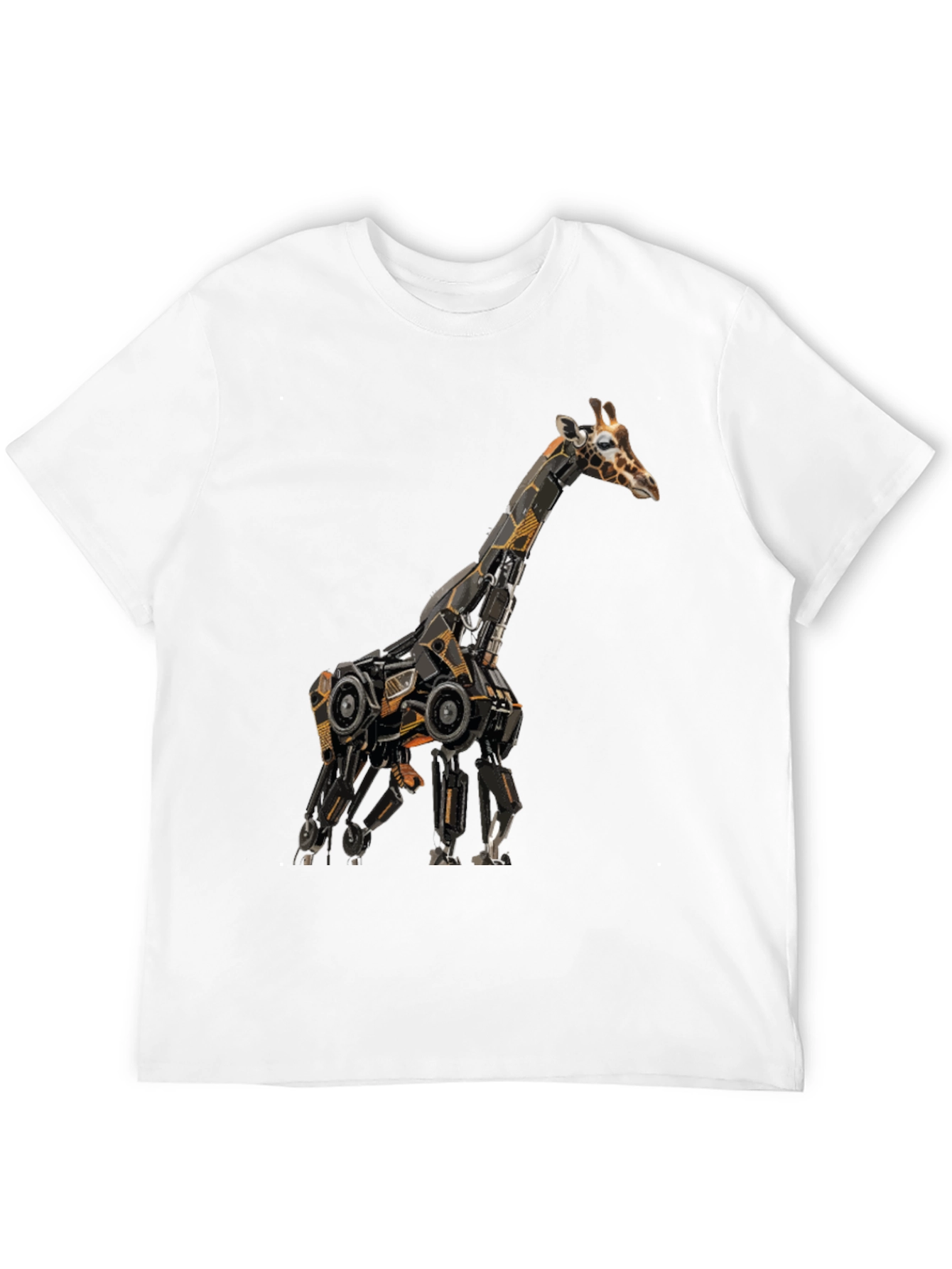 Black Robotic Giraffe Graphic Tee - Cool Black T-Shirt view 12