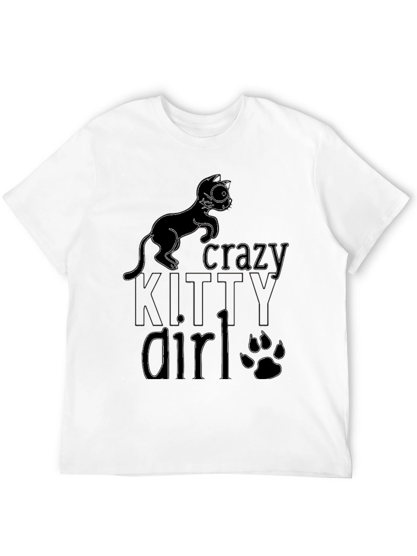 Black Crazy Cat Lady Graphic Tee - Black view 12