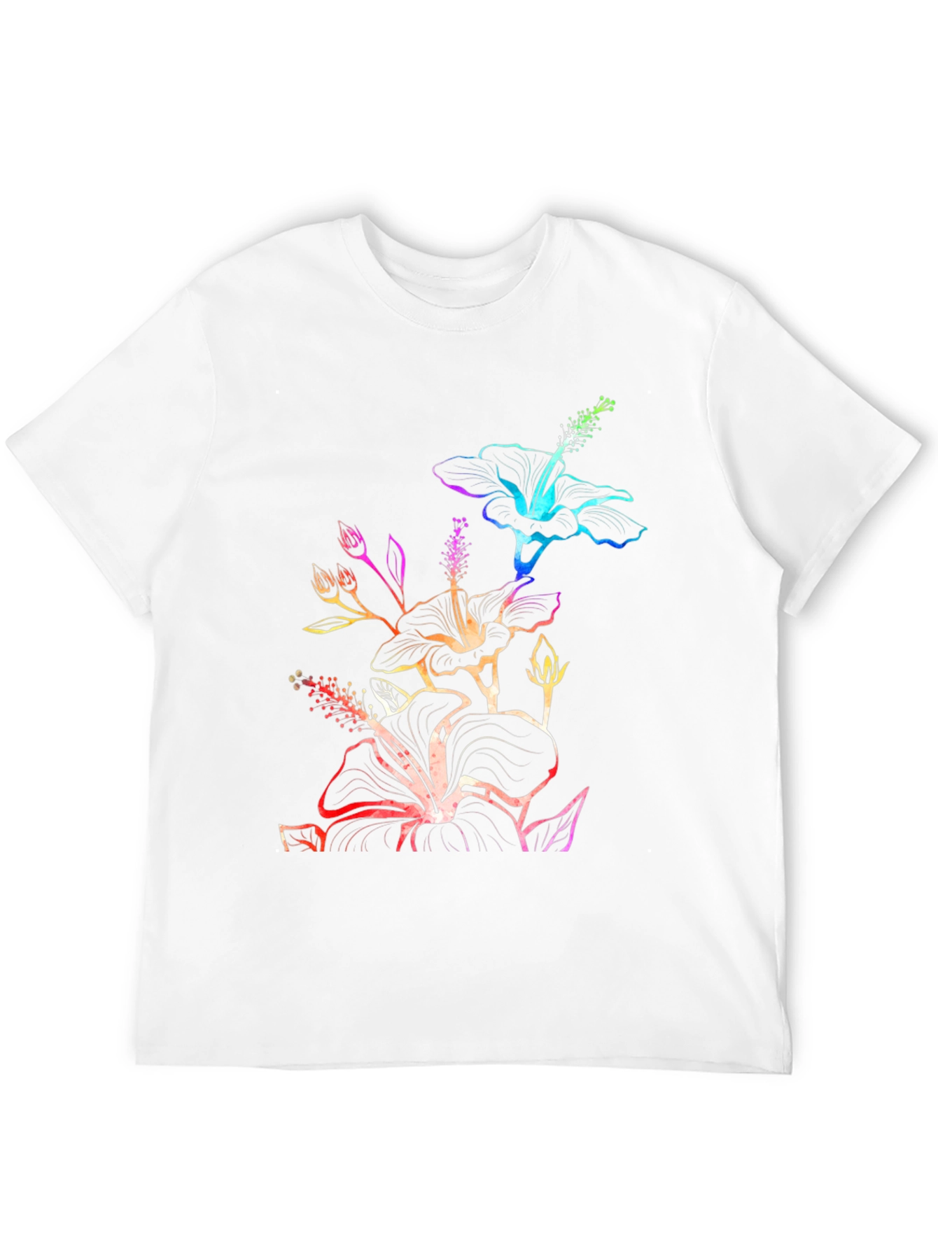 Black Rainbow Hibiscus Black T-Shirt view 12