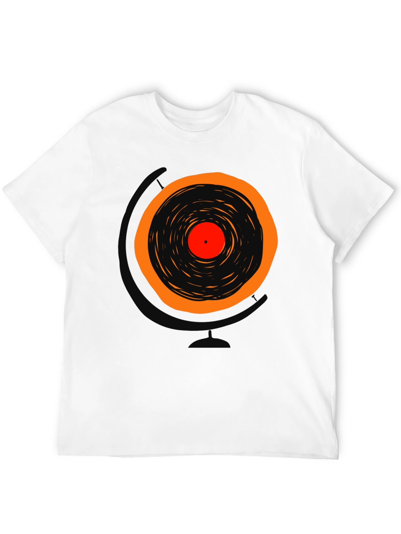 Black Retro Vinyl Record Graphic T-Shirt view 12