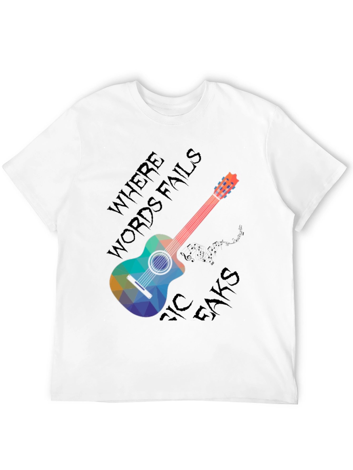 Black Music Speaks T-Shirt - Guitar Design view 12