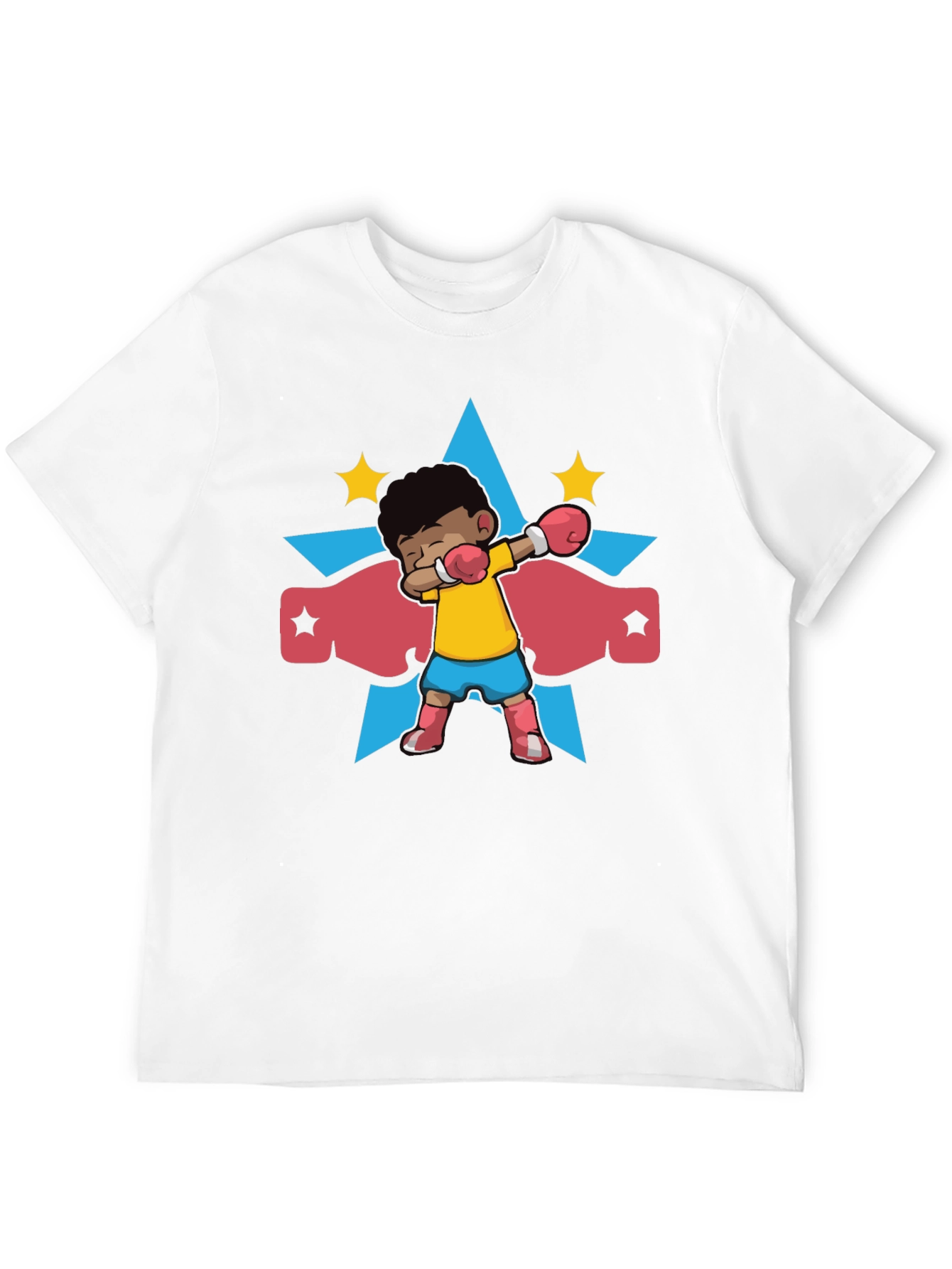 Black Cartoon Boxer Kid Graphic T-Shirt view 12