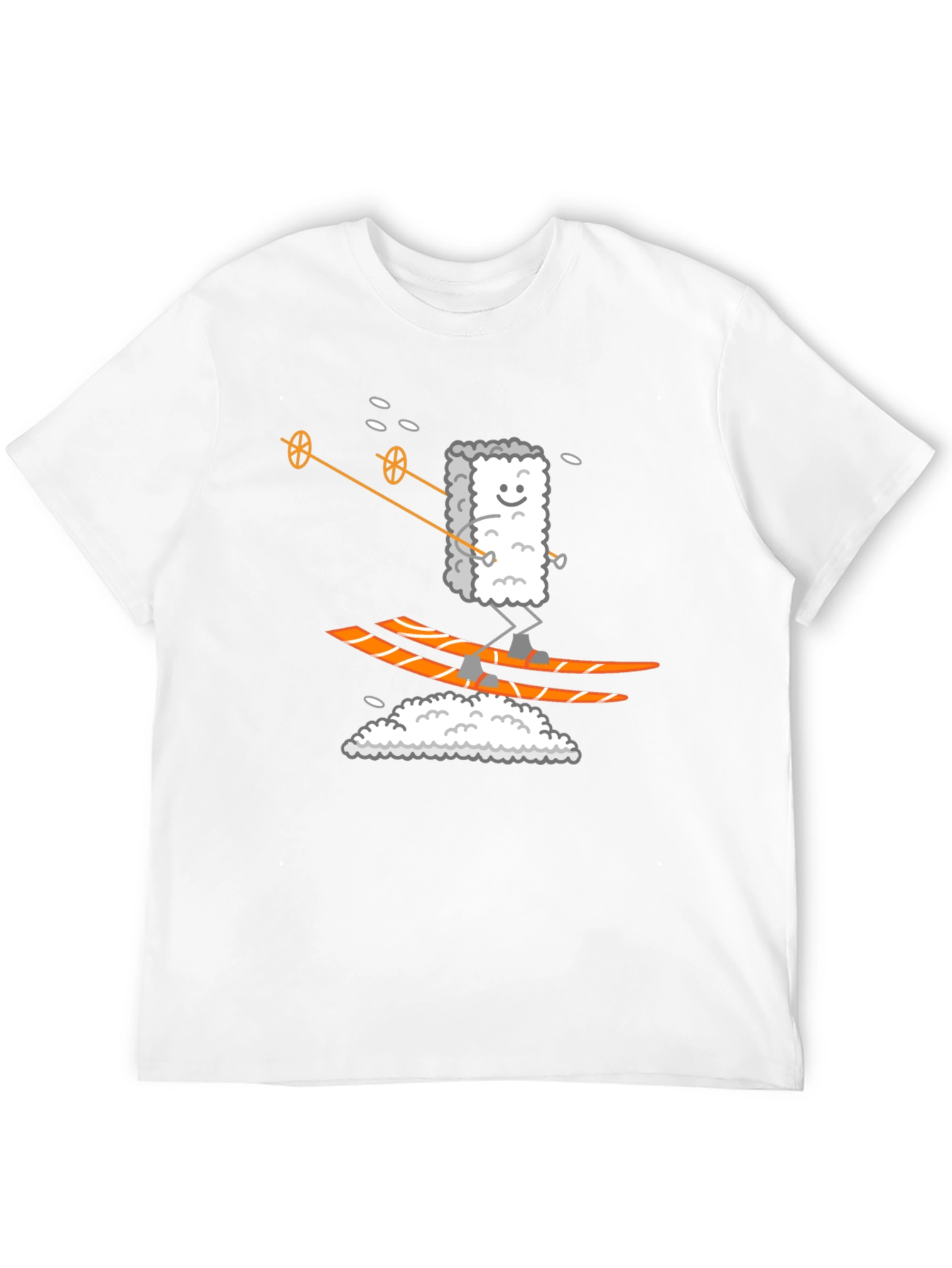 Black Sushi Skier Graphic Tee - Black Cotton T-Shirt view 12