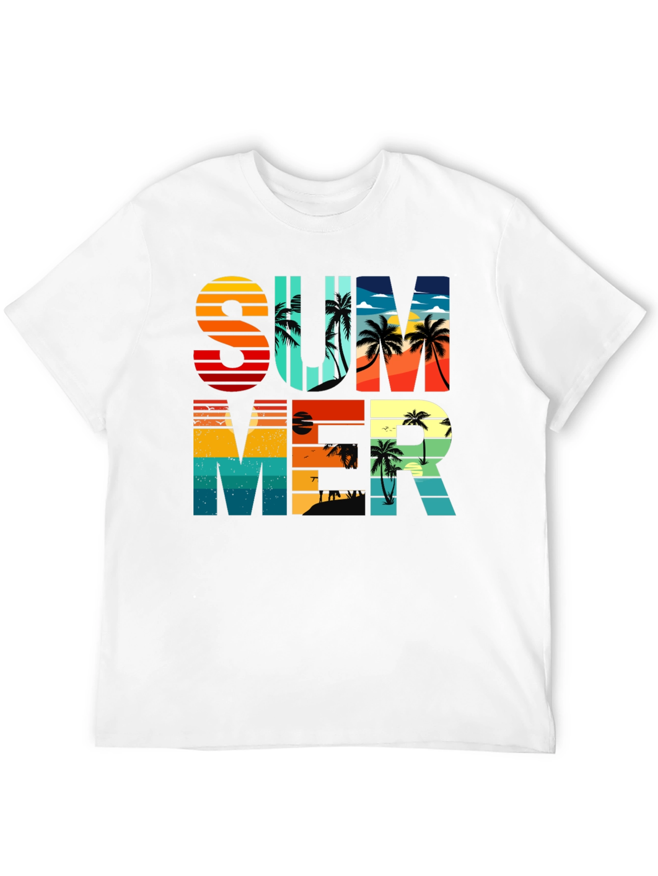 Black Summer Graphic T-Shirt - Retro Palm Tree Design view 12