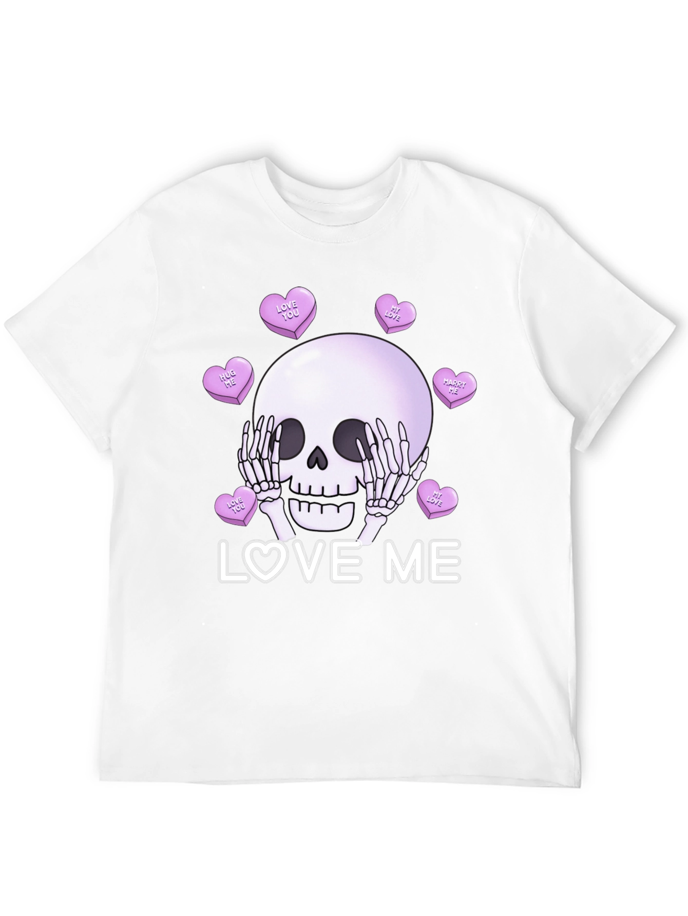 Black Love Me Skull Tee - Valentine's Day Skeleton Shirt view 12
