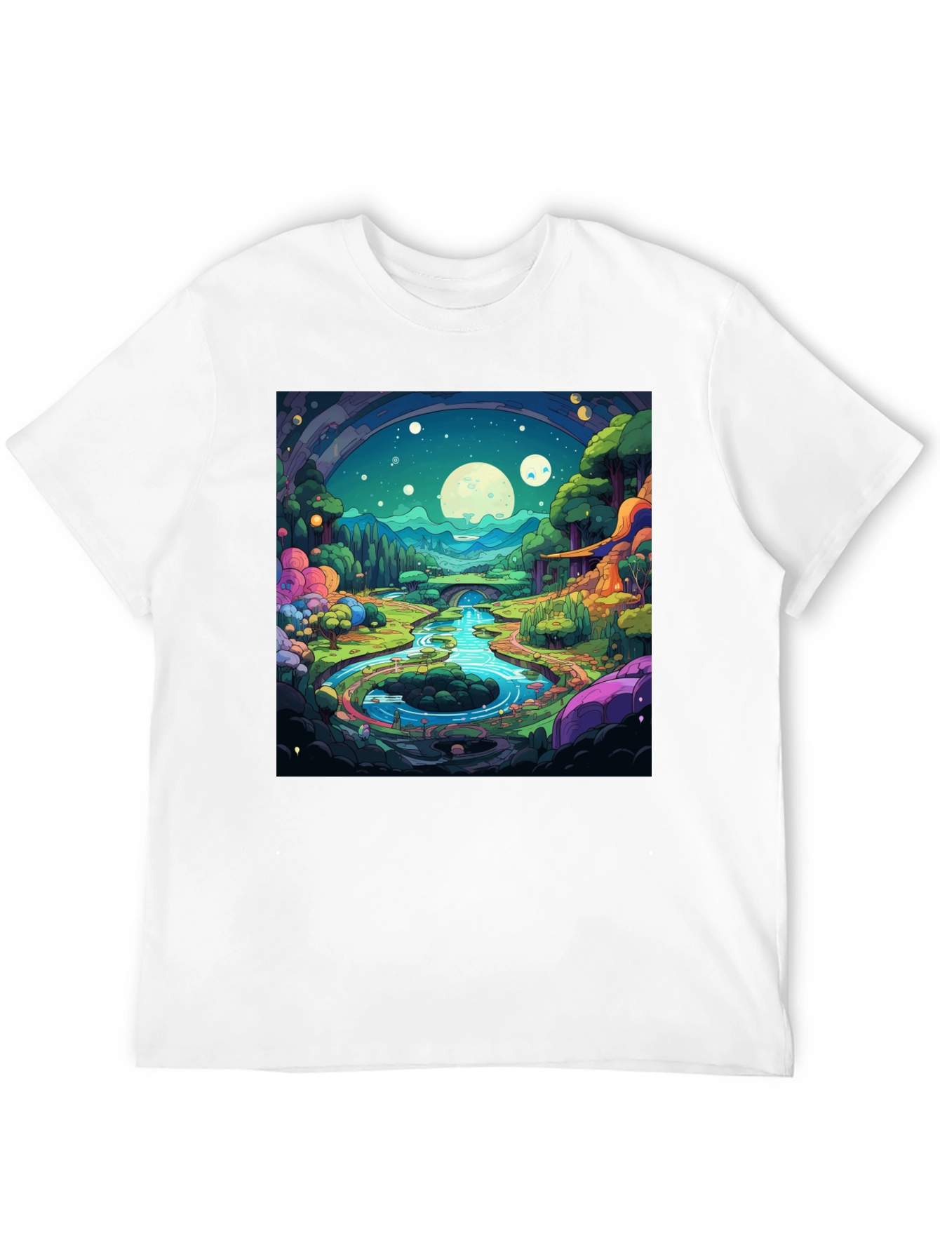 Black Cartoon Landscape Graphic Tee - Black view 12