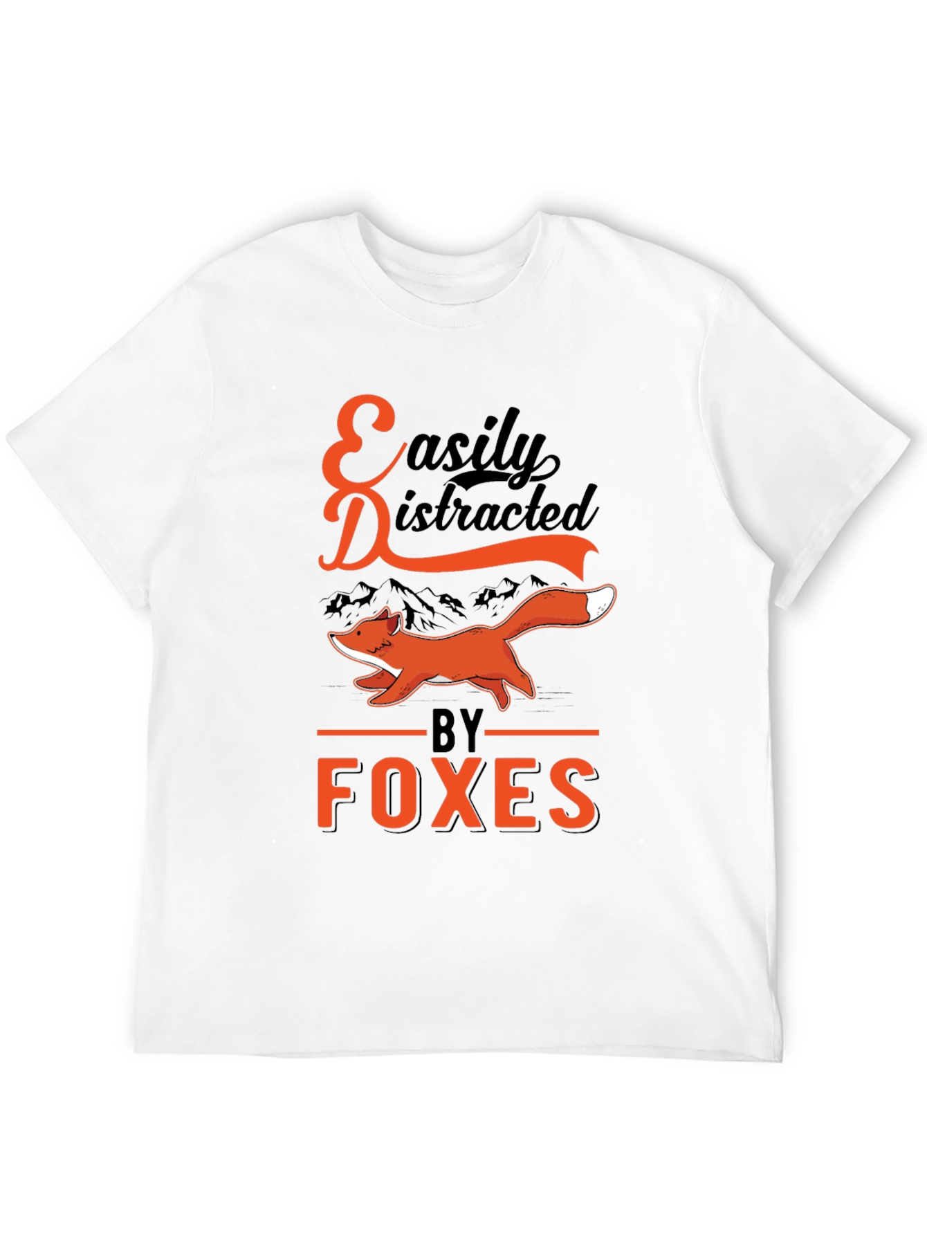 Black Easily Distracted by Foxes T-Shirt view 12