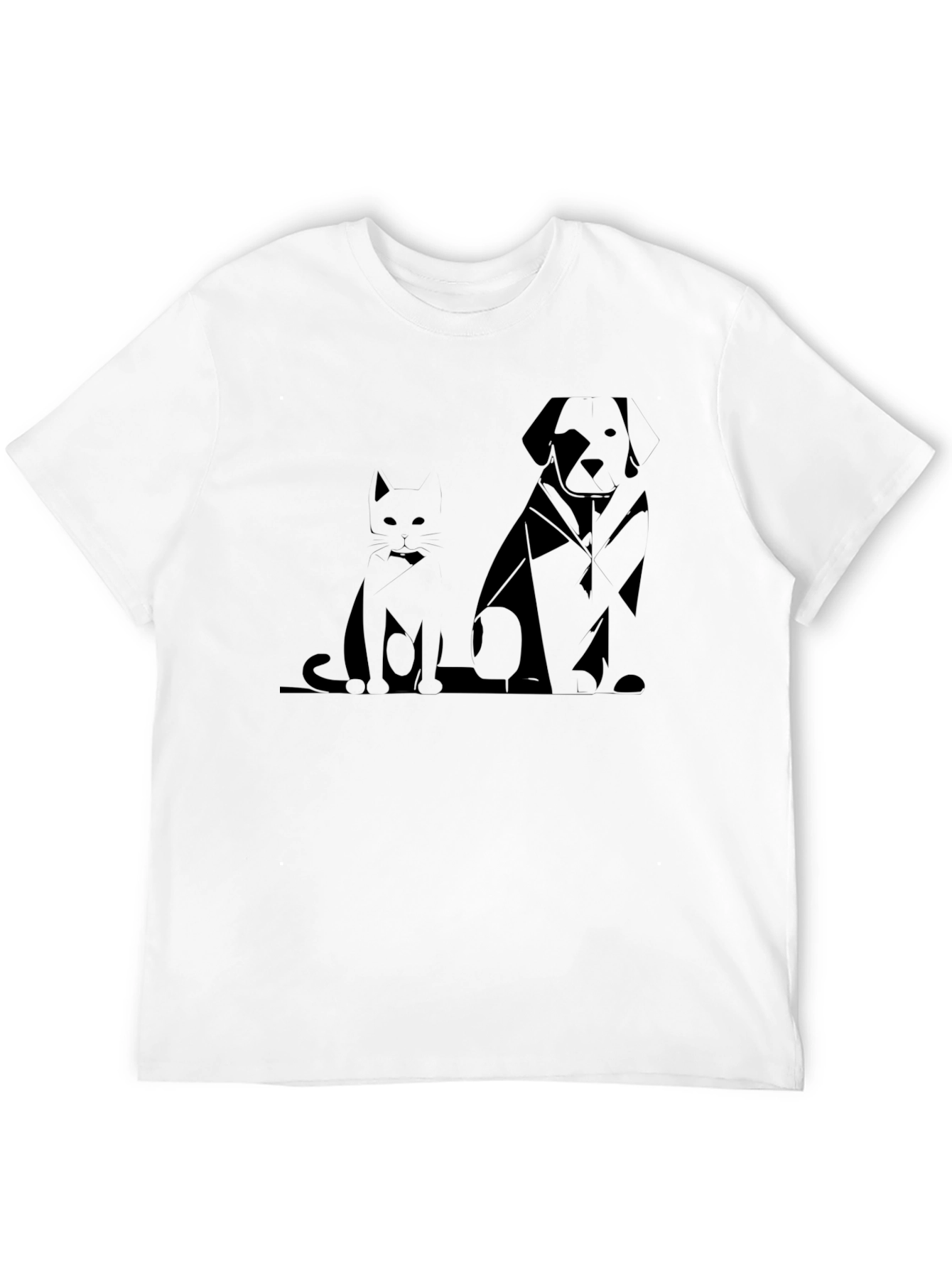 Black Geometric Cat & Dog T-Shirt view 12