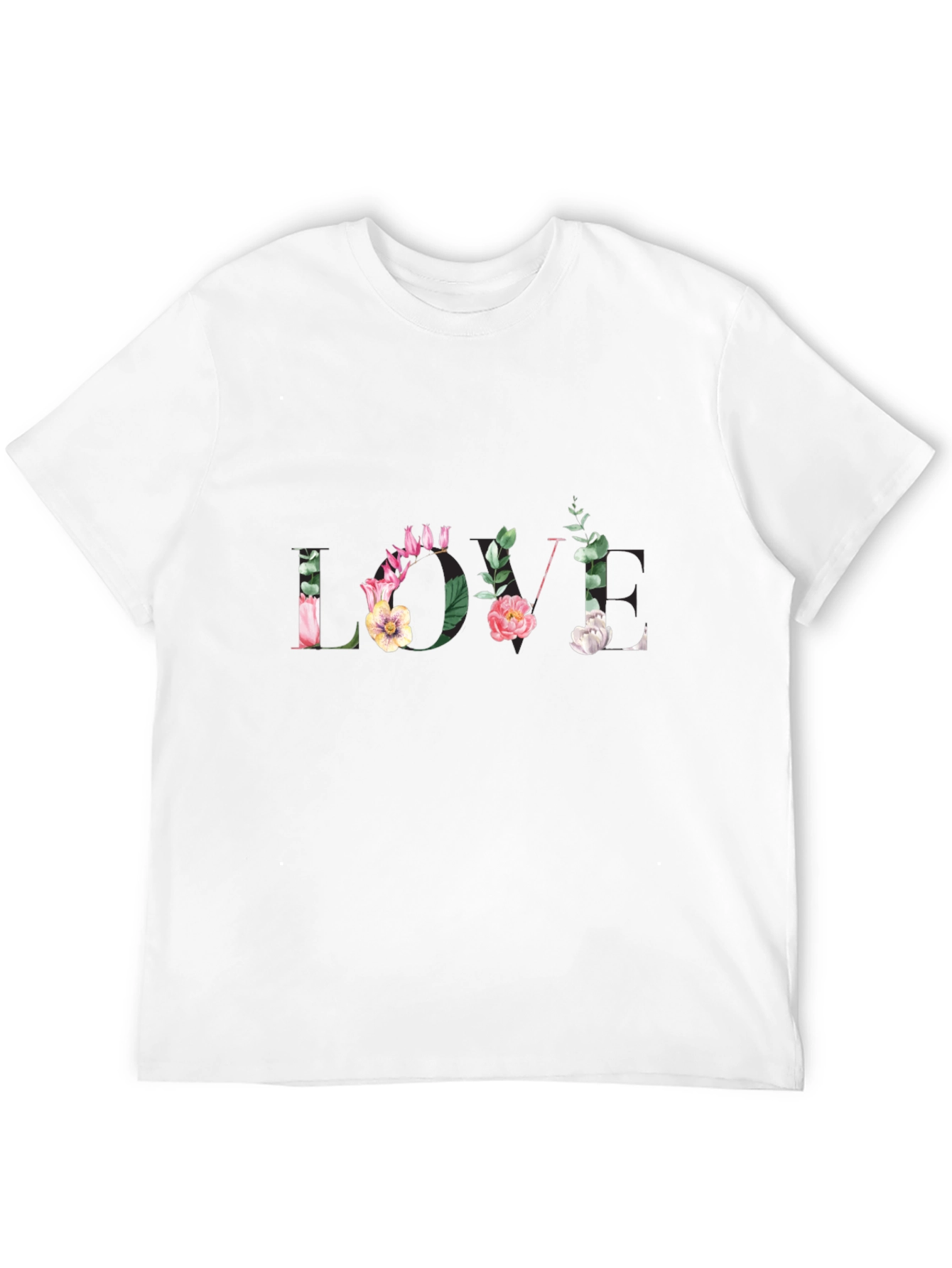 Black Floral LOVE Black T-Shirt view 12