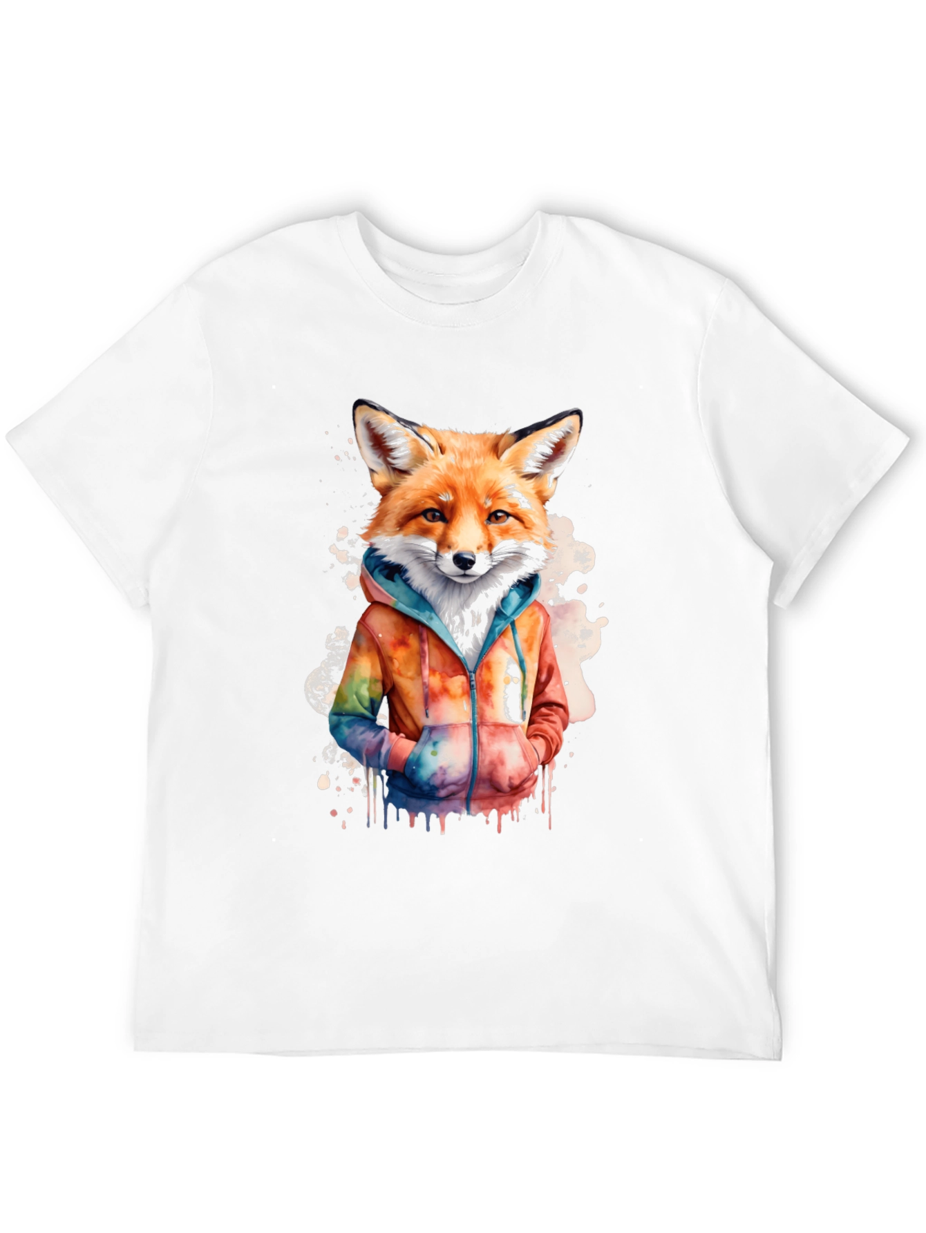 Black Fox Watercolor Graphic Tee - Urban Style view 12