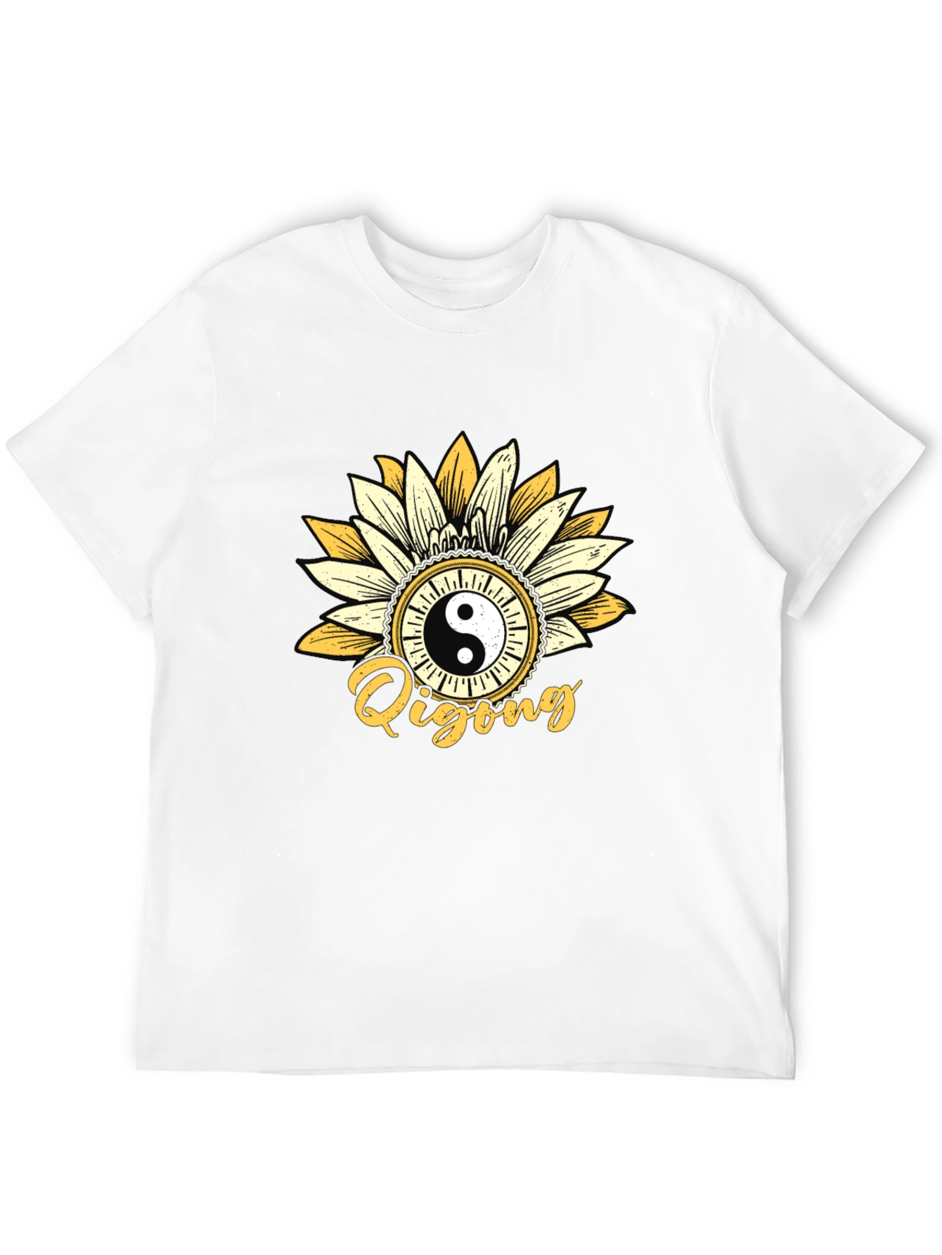 Black Yin Yang Qigong Sunflower Graphic Tee view 12