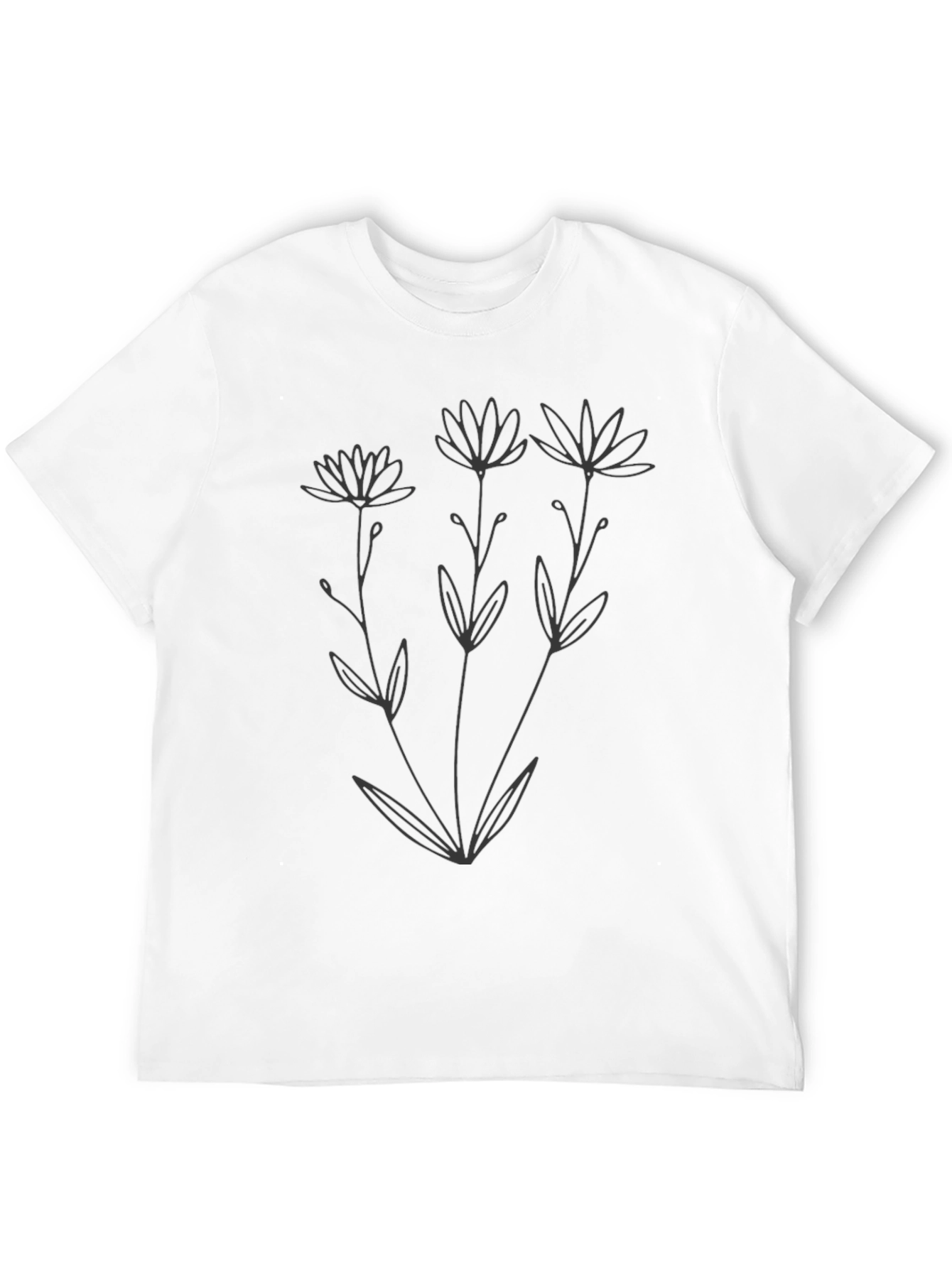 Black Minimalist Floral Graphic Black T-Shirt view 12