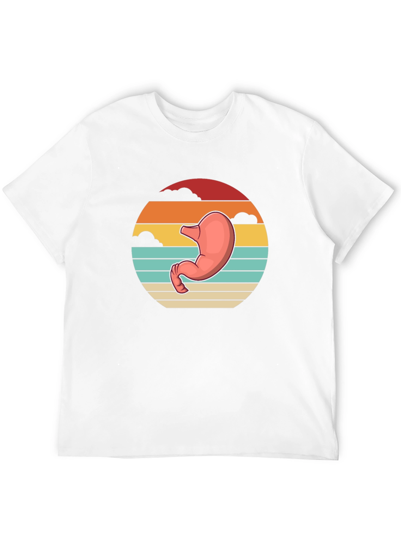 Black Stomach Anatomy Black T-Shirt - Retro Sunset Graphic Tee view 12