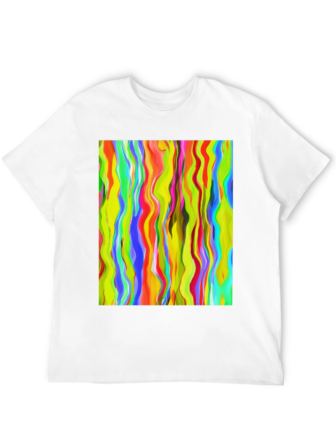 Black Vibrant Abstract Wave Print Black T-Shirt view 12