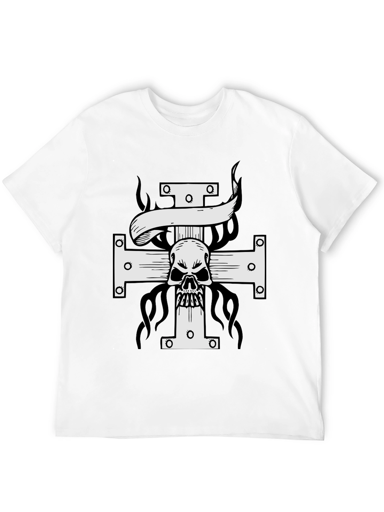 Black Skull Cross Graphic Tee - Black view 12