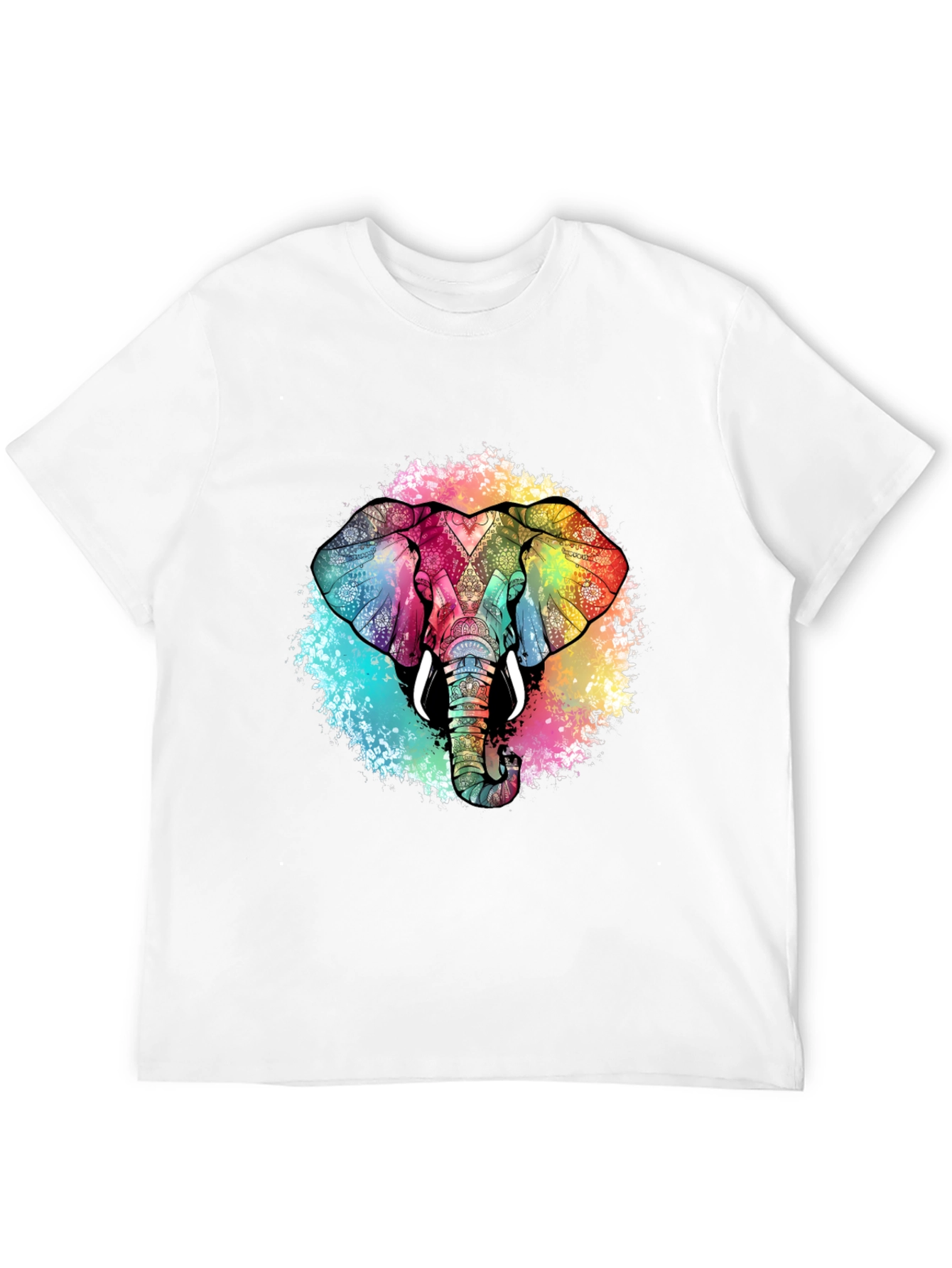 Black Colorful Elephant Graphic Tee - Unique Design view 12