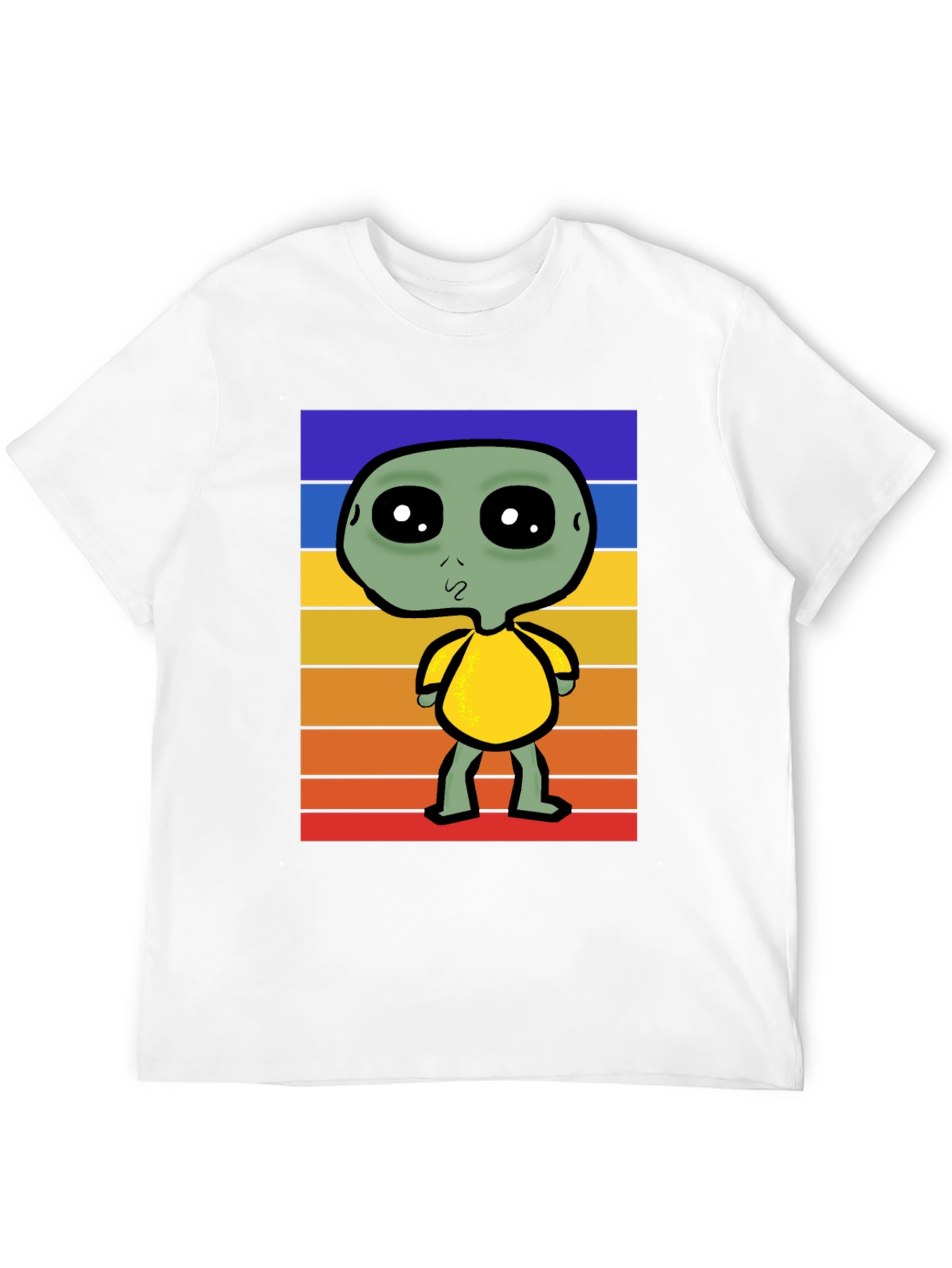 Black Retro Alien Graphic Tee - Black Cotton Blend view 12