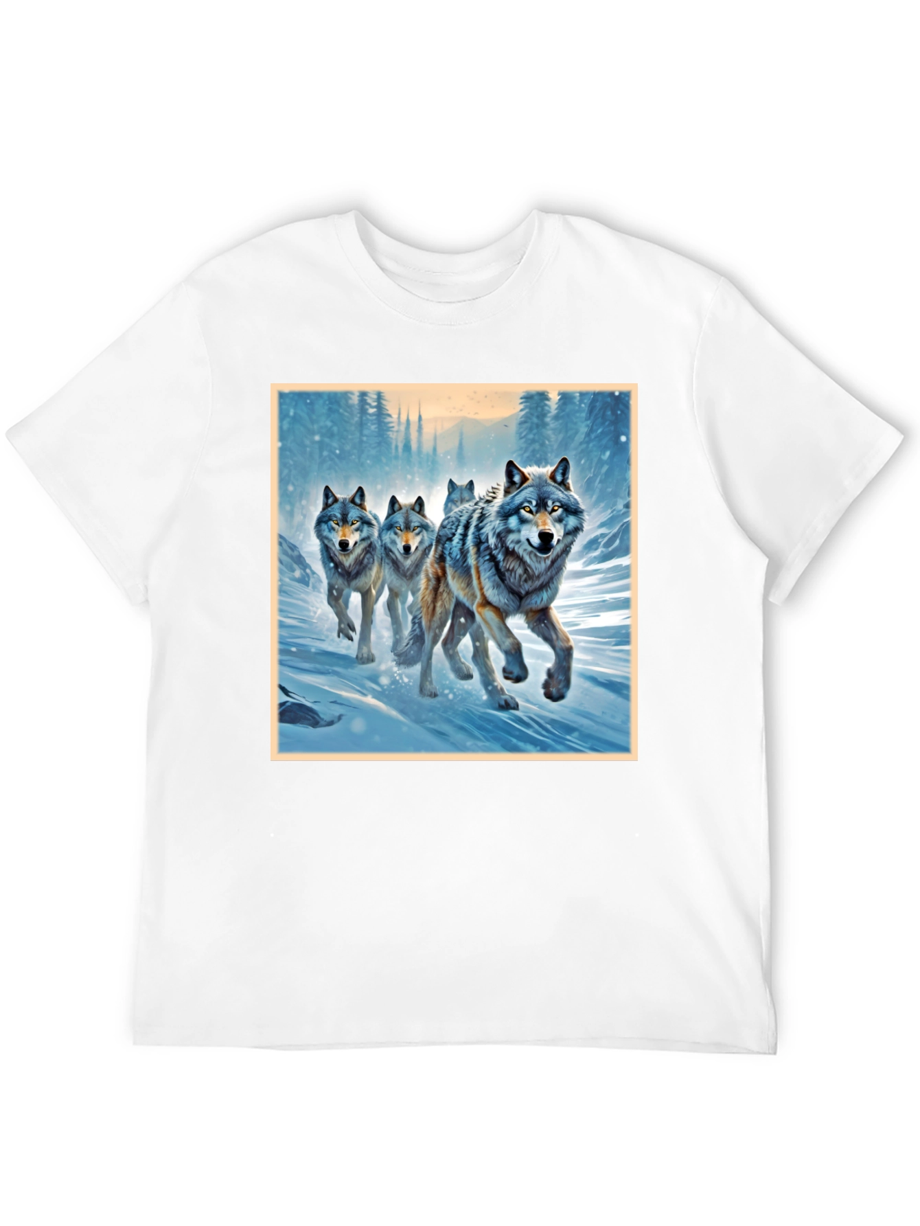 Black Wolf Pack Graphic Tee - Black Cotton Blend Shirt view 12