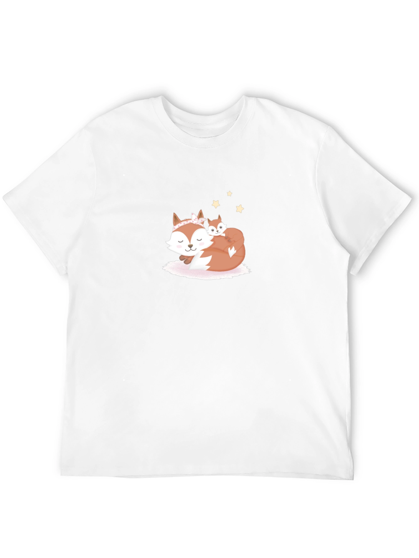 Black Cute Fox Mom & Baby Black T-Shirt view 12