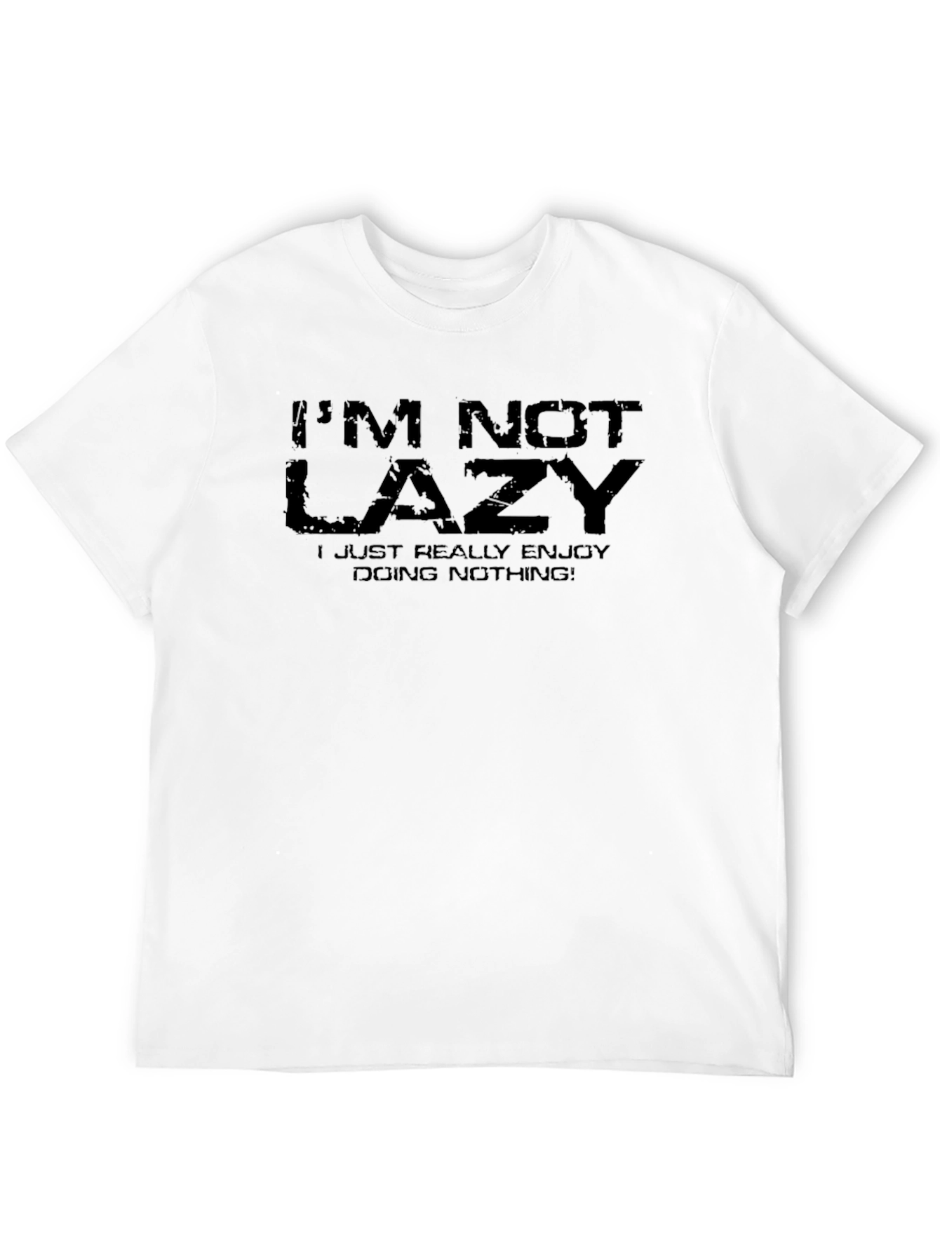 Black Funny "I'm Not Lazy" Graphic Tee - Black Cotton T-Shirt view 12