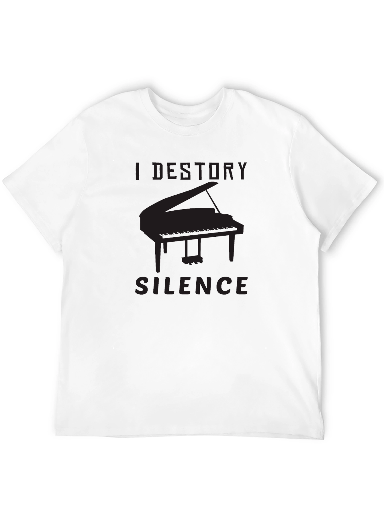 Black I Destroy Silence Piano T-Shirt view 12
