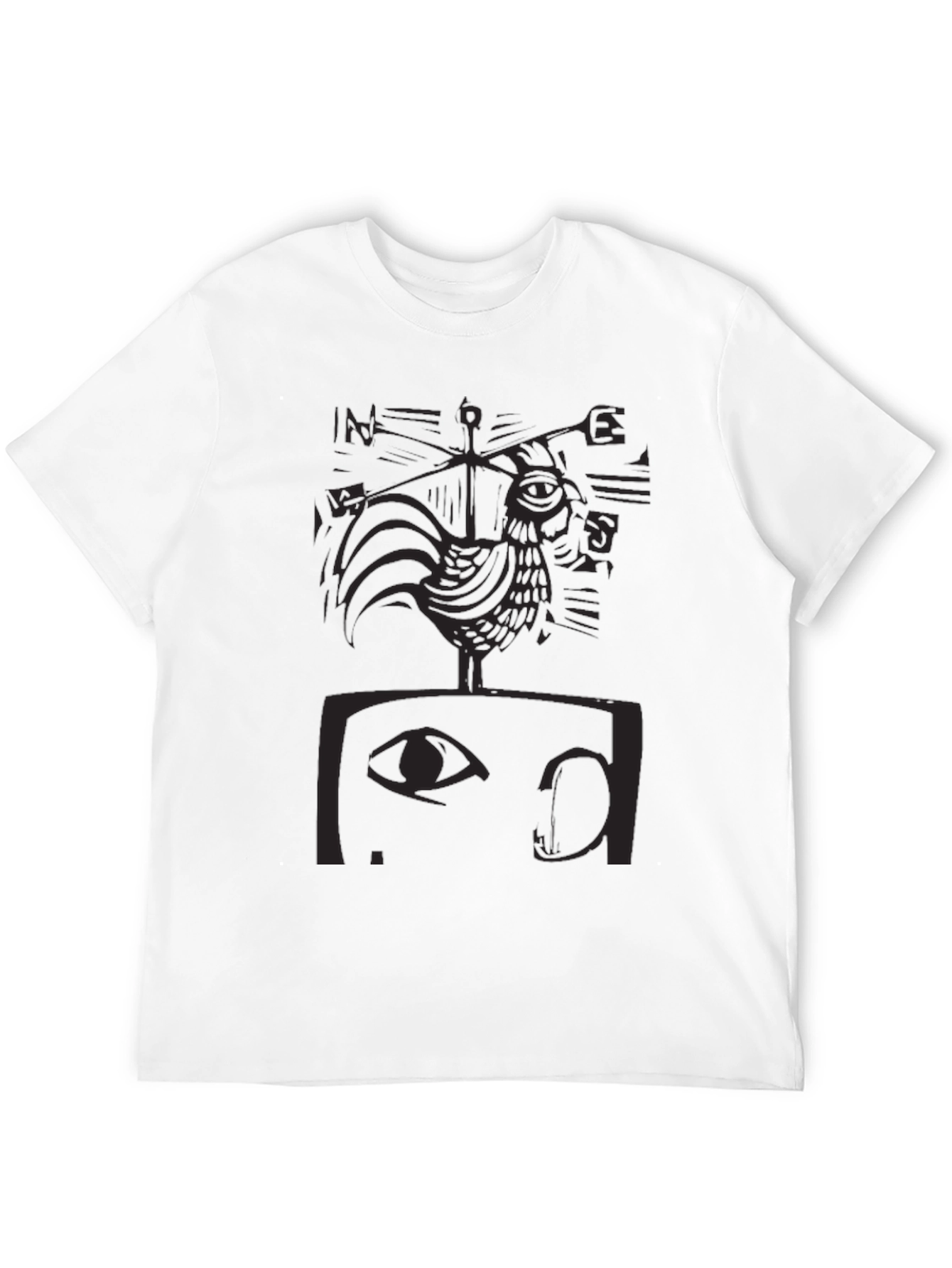 Black Abstract Rooster Graphic Tee - Men's Black T-Shirt view 12