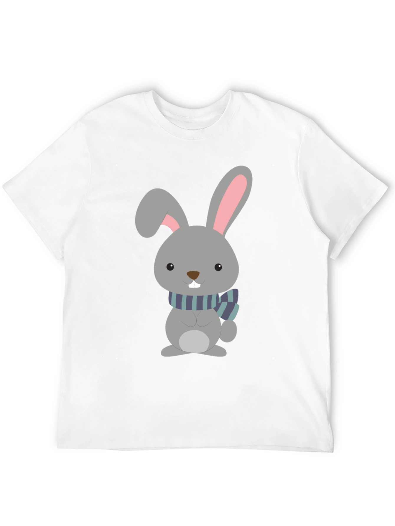 Cute Cartoon Rabbit Graphic Tee - Unisex Black T-Shirt - 12
