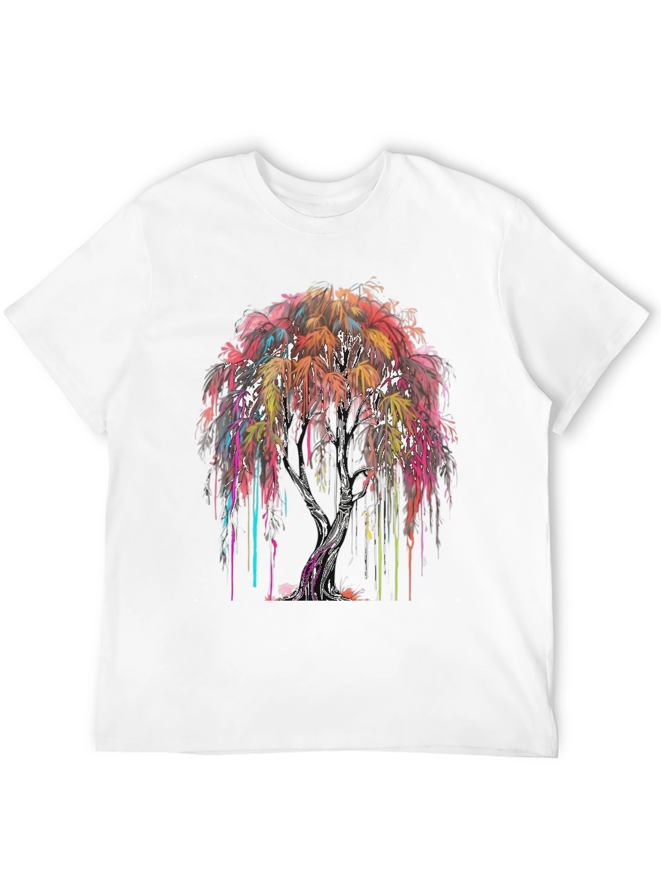 Black Colorful Drip Tree Graphic T-Shirt view 12