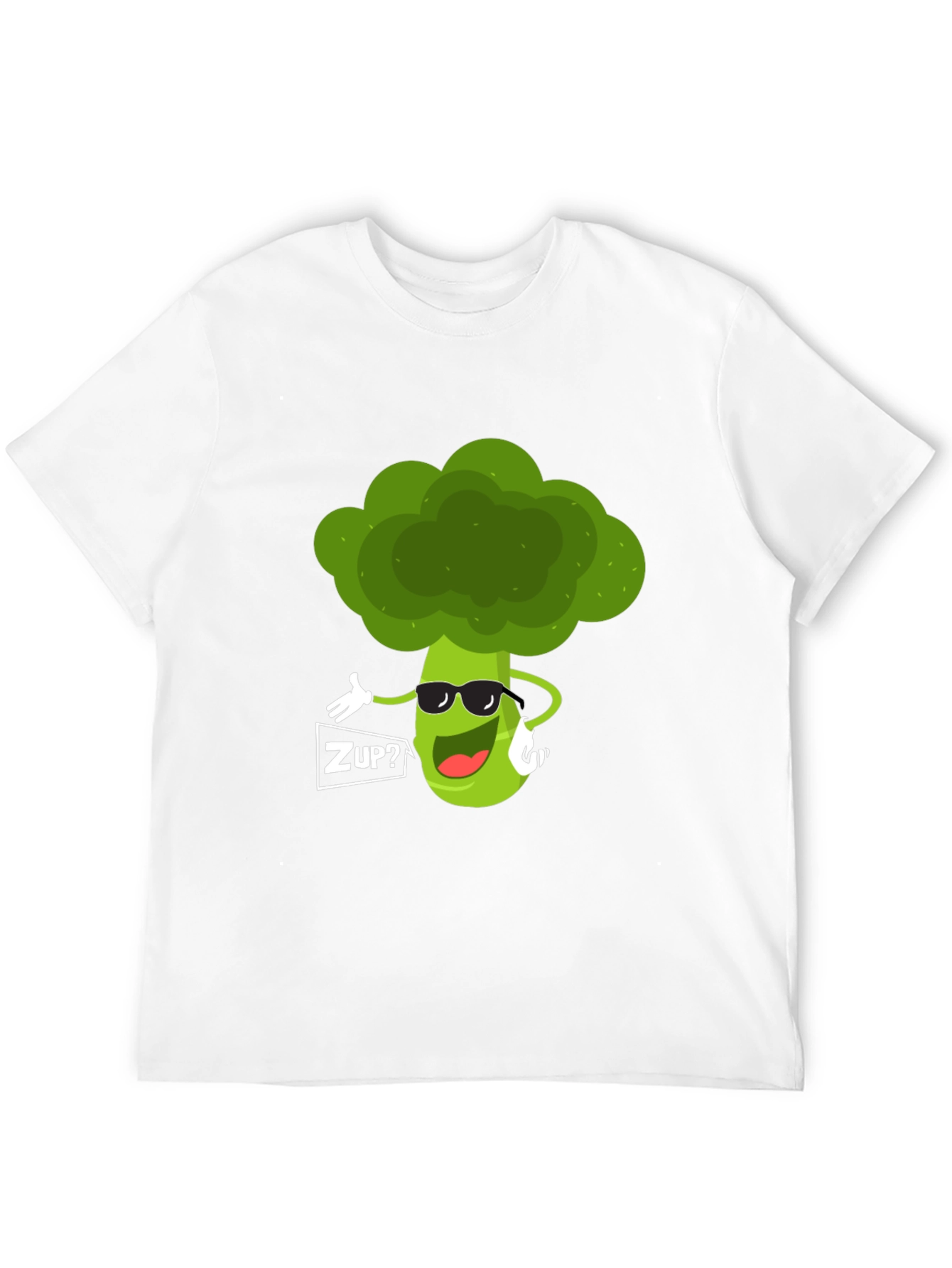 Black Funny Broccoli Graphic T-Shirt - "ZUP?" Design view 12