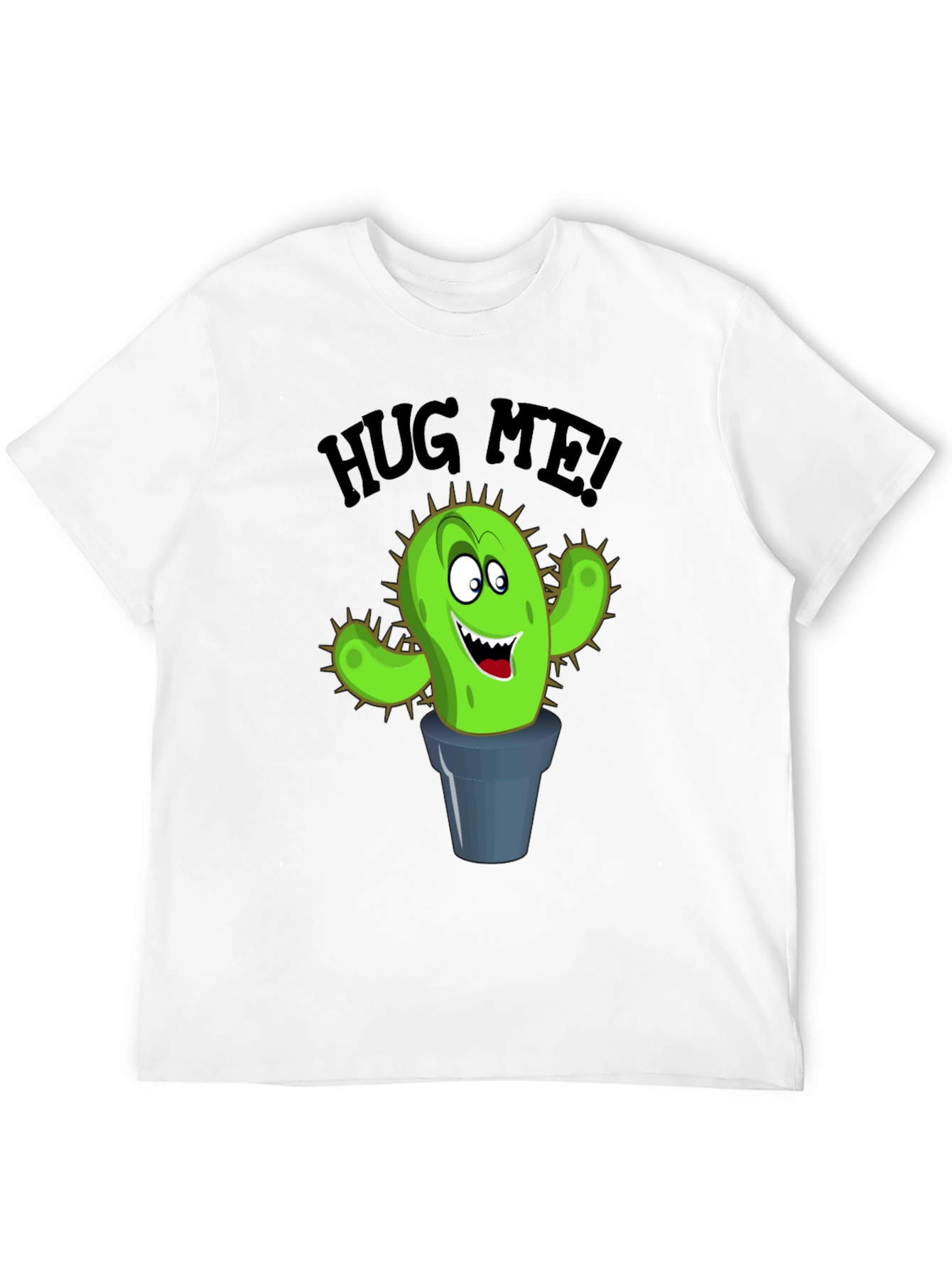 Black Hug Me Cactus Graphic T-Shirt - Funny Novelty Tee view 12