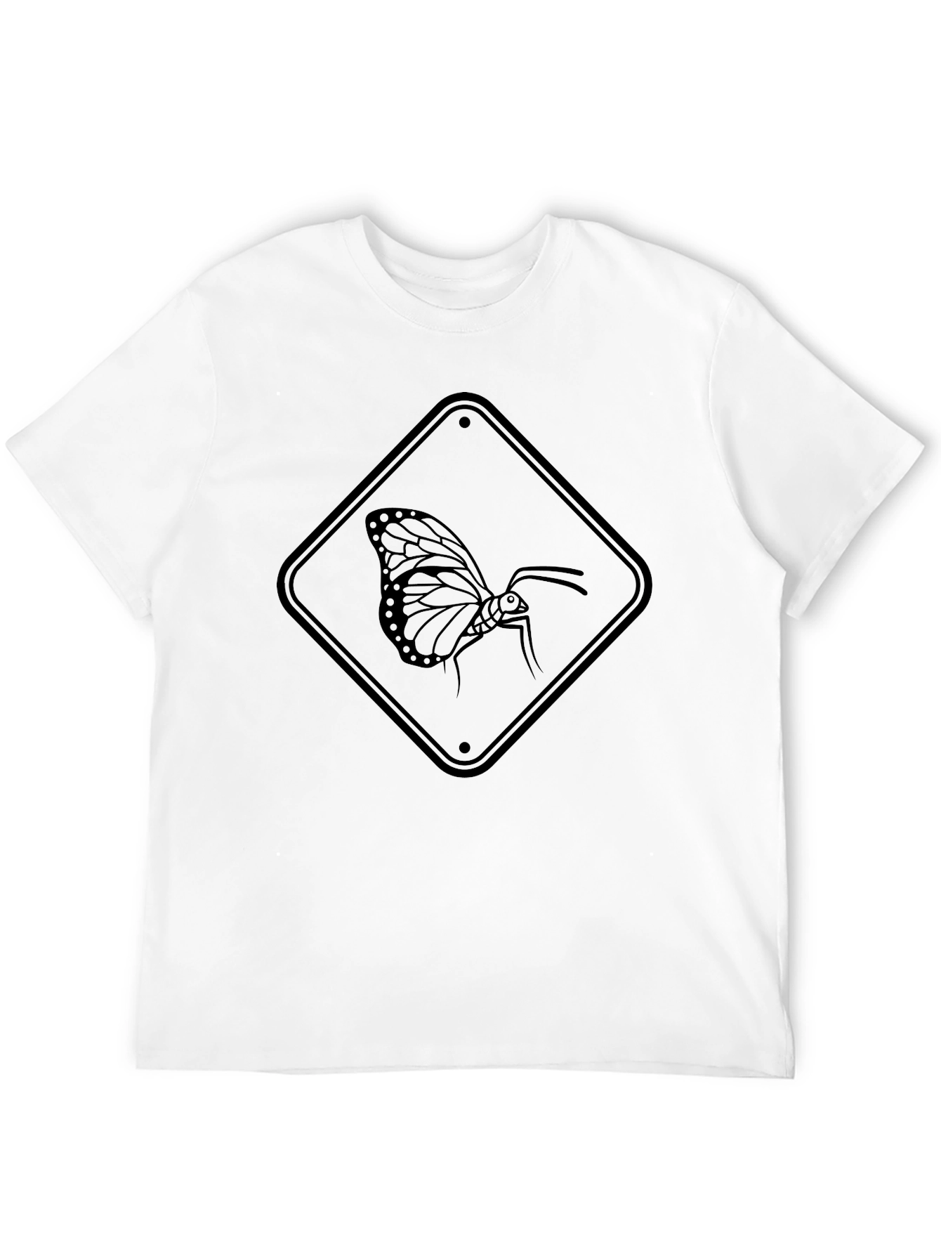 Black Butterfly Road Sign Black T-Shirt view 12