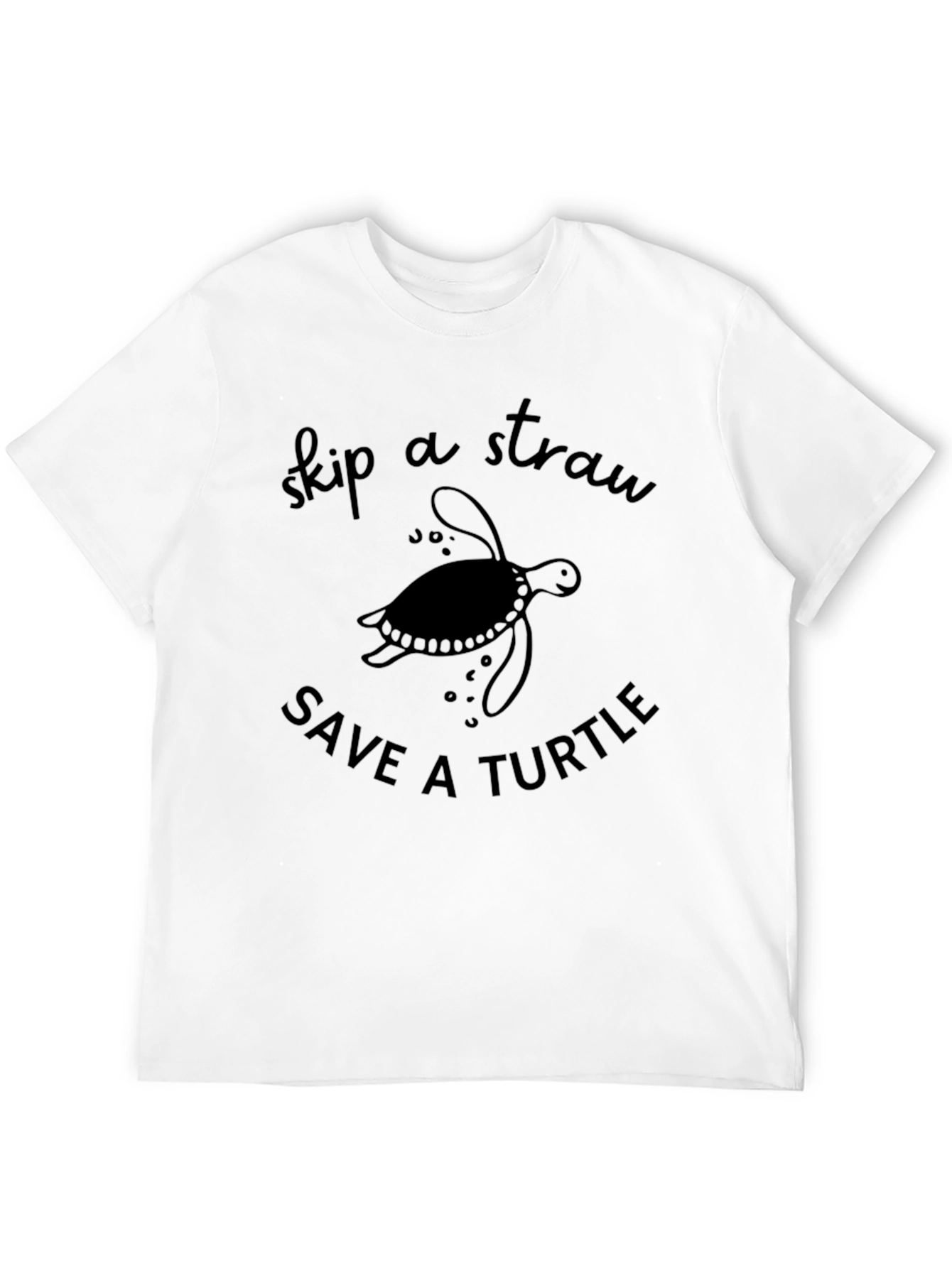 Black Skip a Straw Save a Turtle T-Shirt view 12