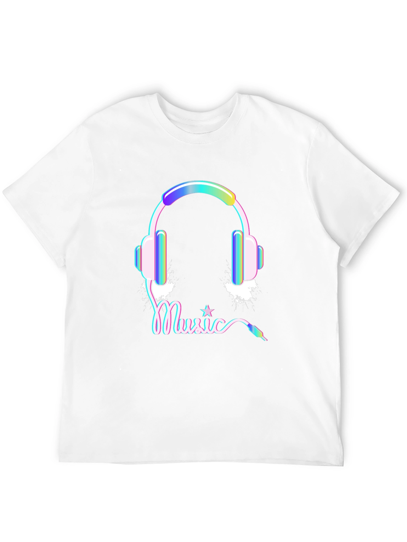 Black Music Headphones Graphic Print Black Tee Shirt view 12