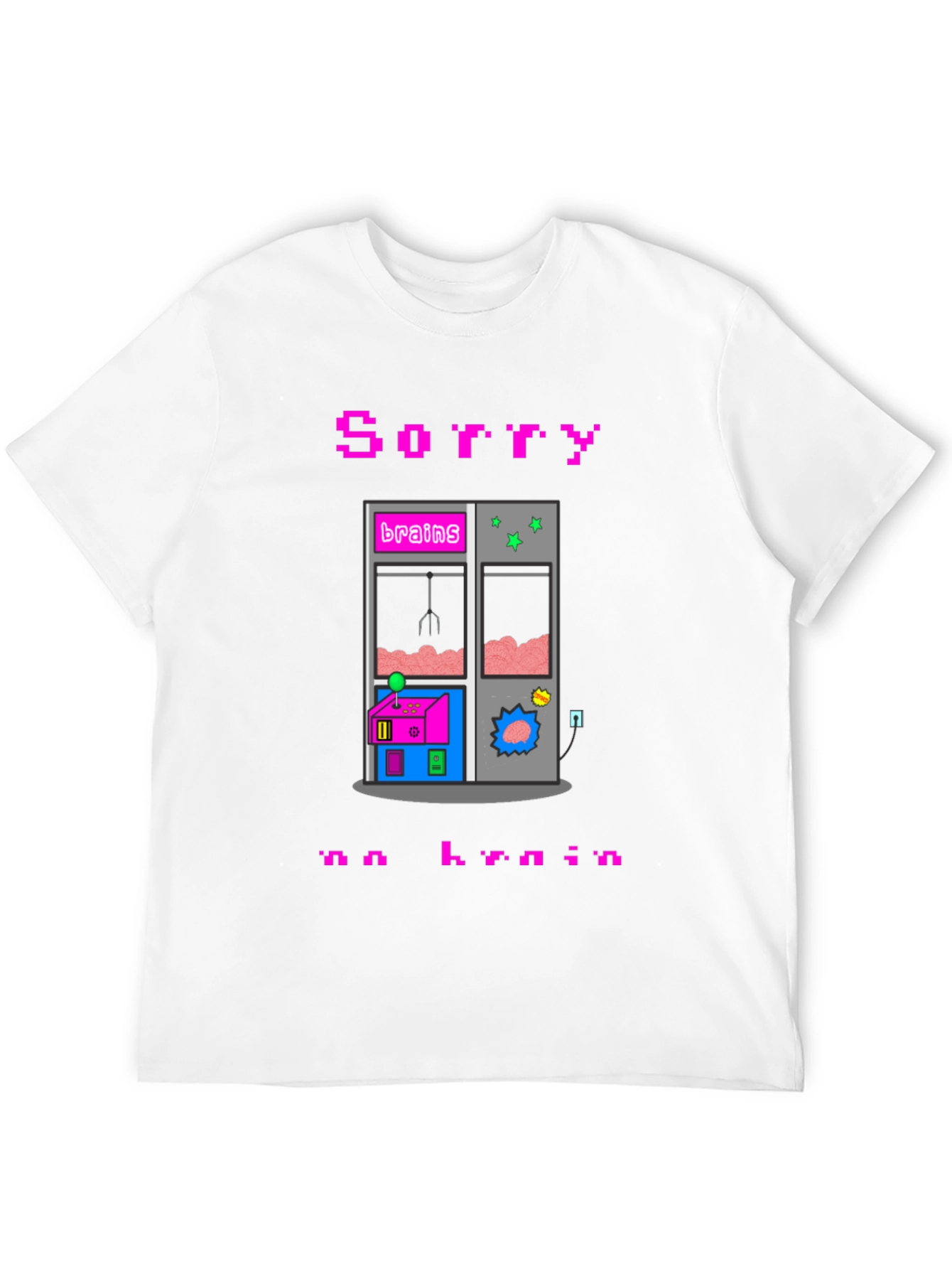 Black Sorry No Brain Pixel Art Graphic Tee view 12