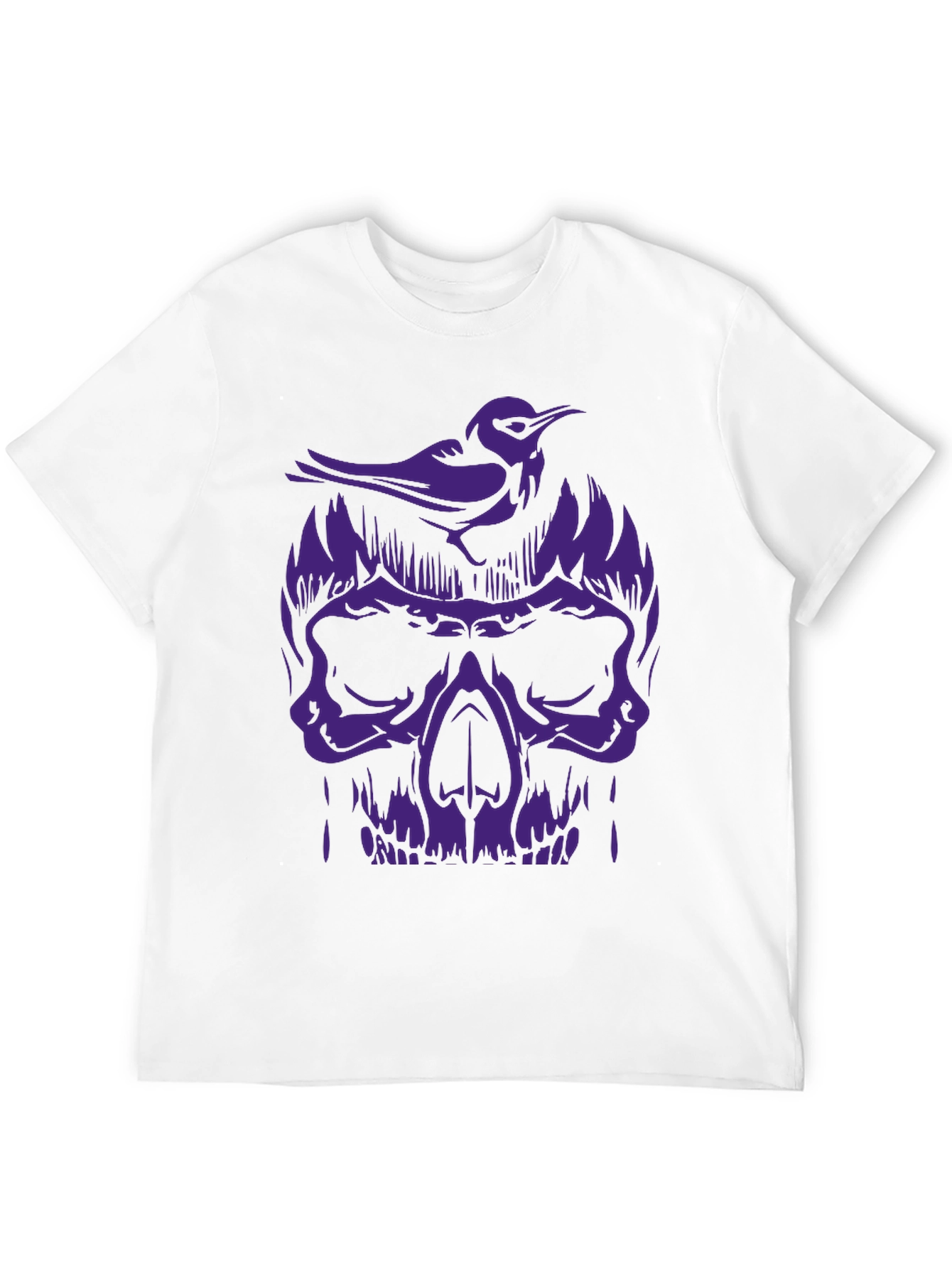 Black Skull & Bird Graphic Tee - Men's Black T-Shirt view 12