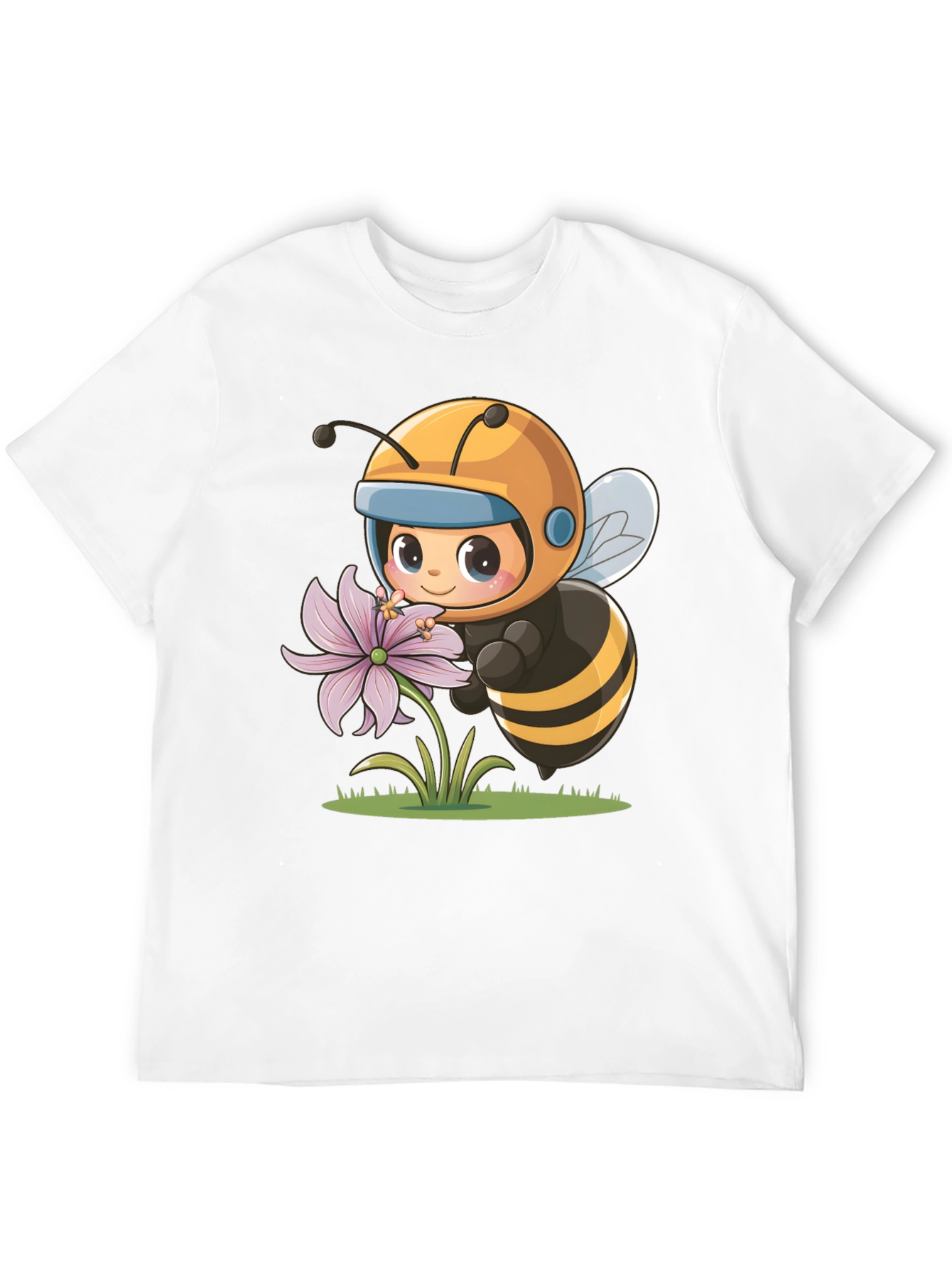 Black Cute Bee & Flower Graphic Tee view 12