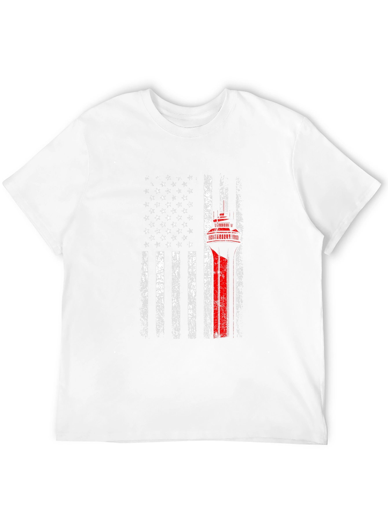 Black American Flag Space Needle Patriotic T-Shirt view 12
