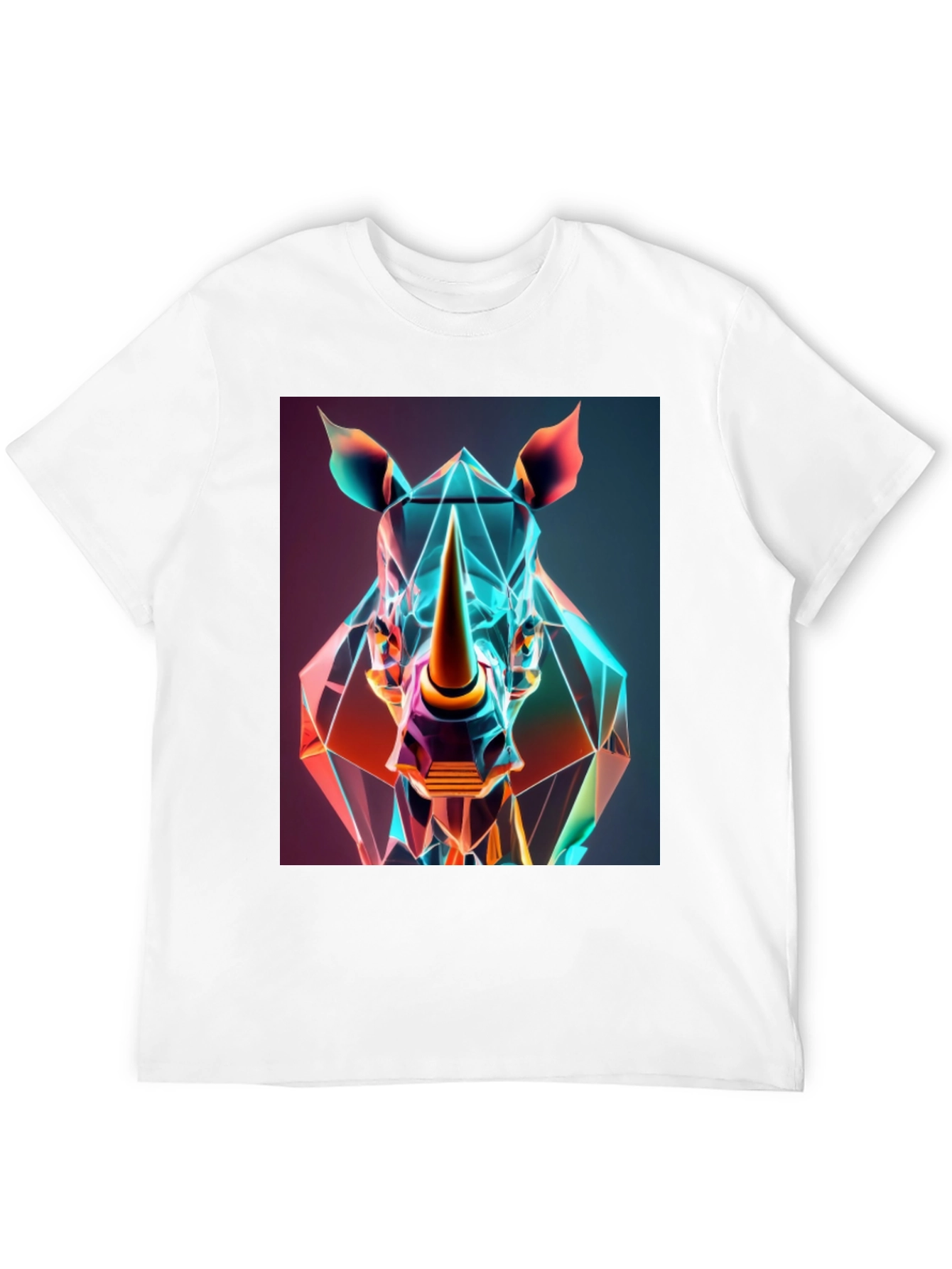 Black Geometric Rhino Graphic Tee - Modern Animal Art view 12