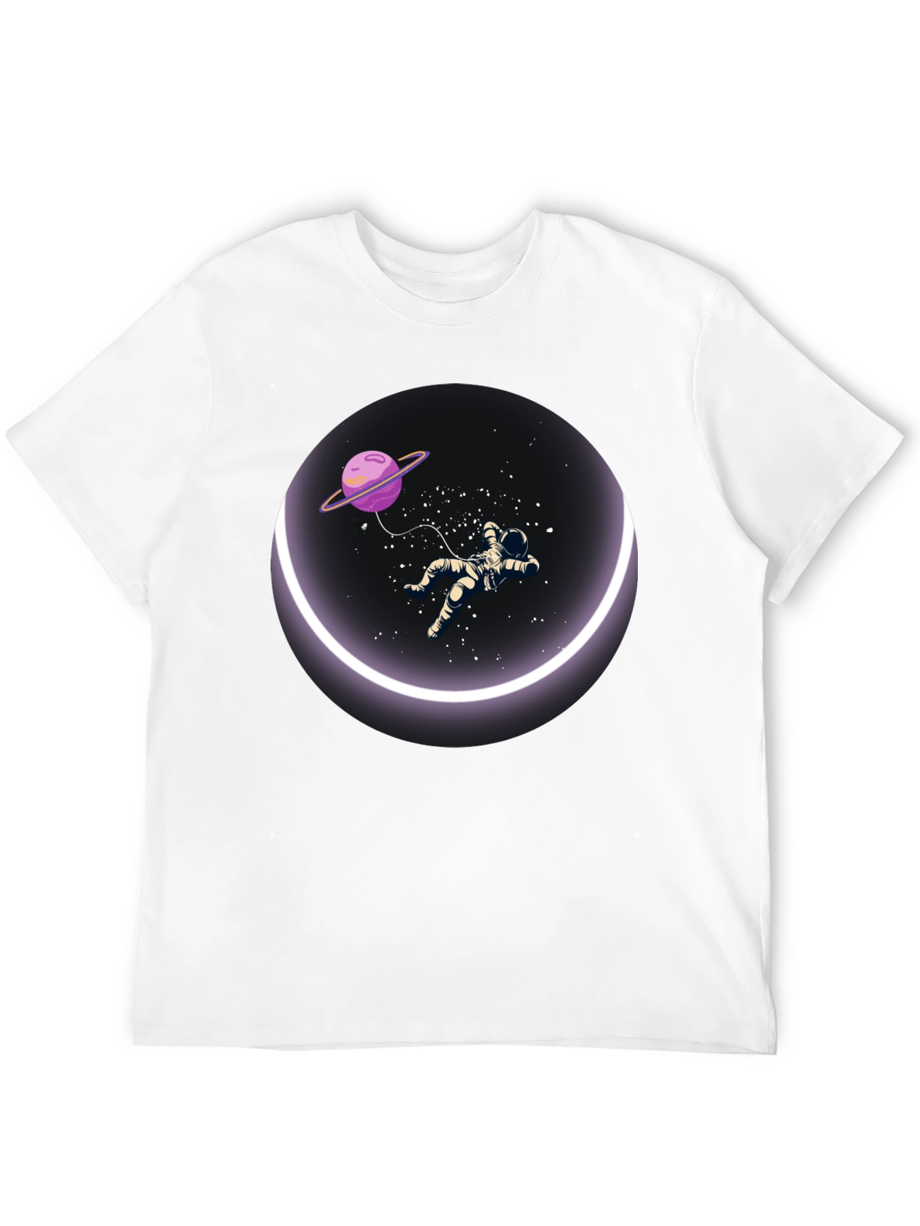 Black Astronaut in Space T-Shirt - Round Design view 12