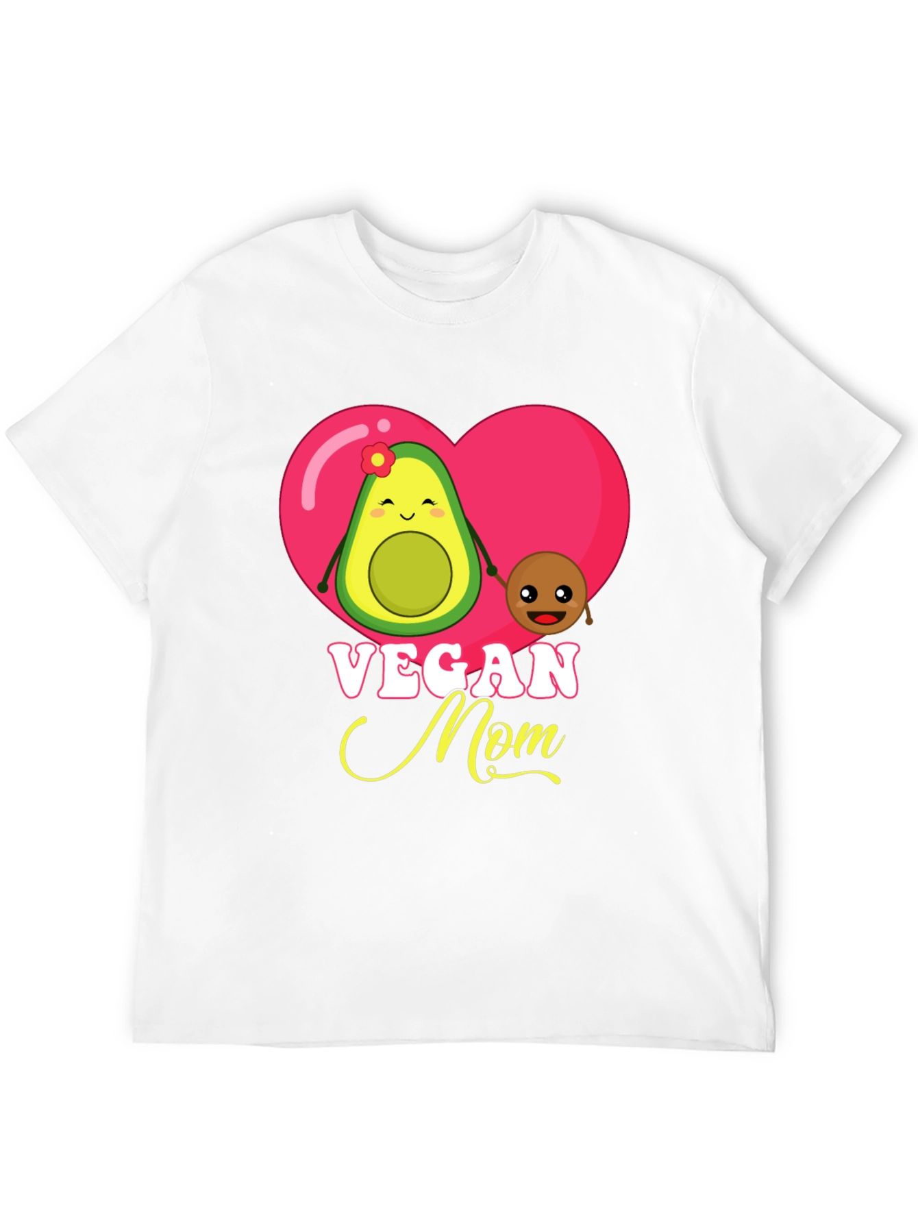 Black Vegan Mom Graphic T-Shirt Cute Avocado and Pit Design view 12