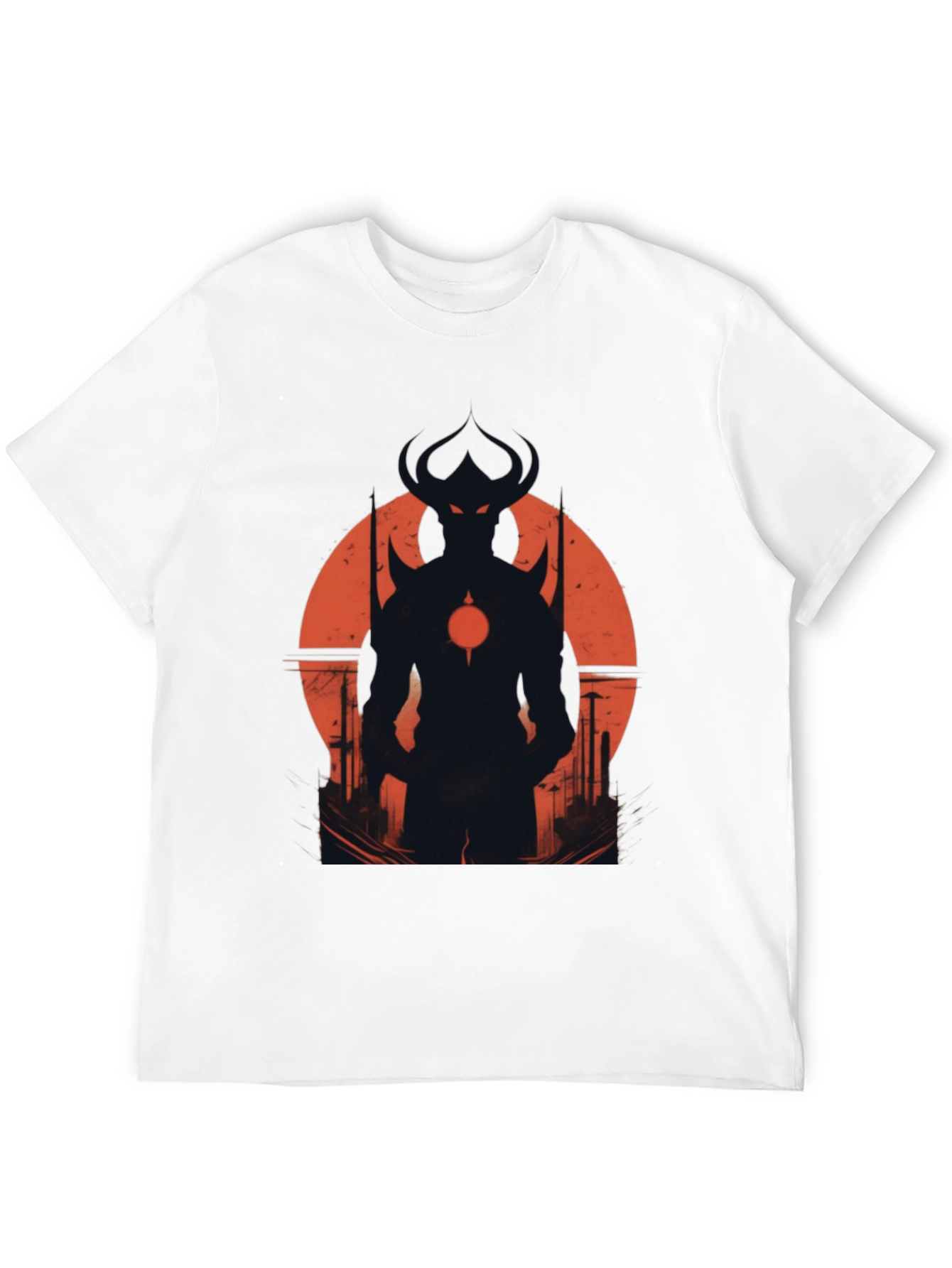 Black Men's Black T-Shirt with Demon Silhouette Graphic view 12